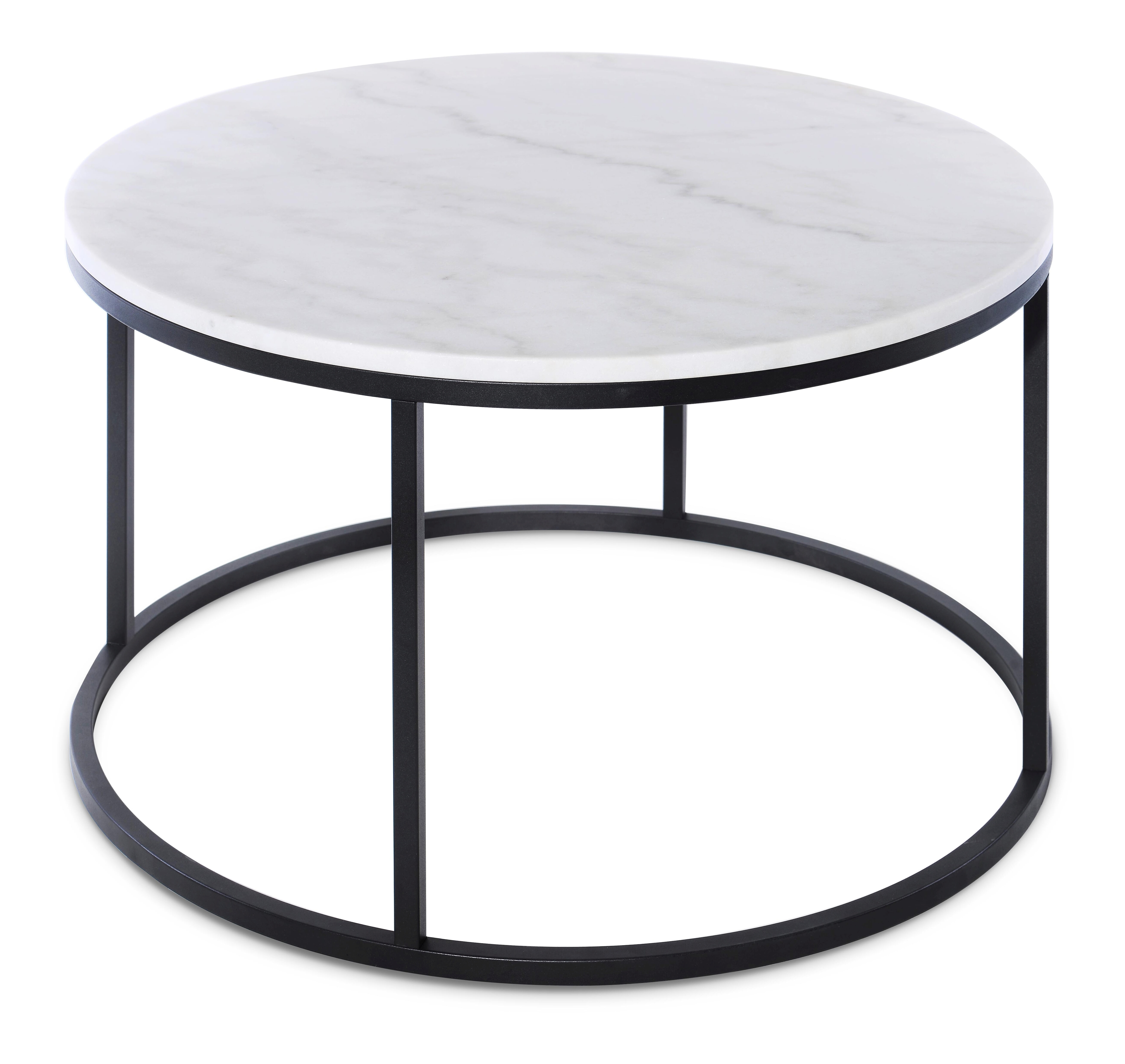 Artistiq Ronde Salontafel 'Yorick' Wit Marmer en Staal,  Ø85cm