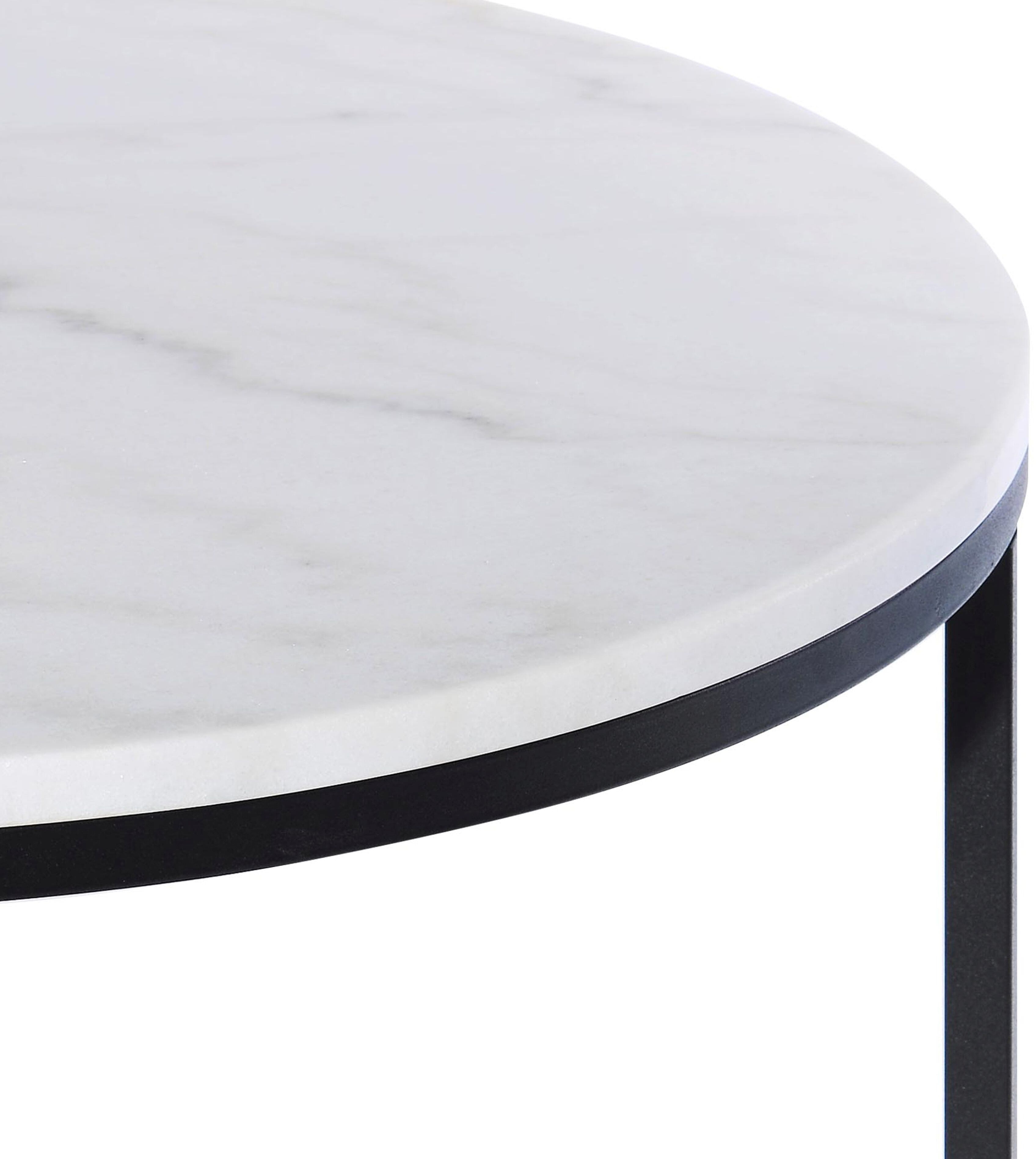 Artistiq Ronde Salontafel 'Yorick' Wit Marmer en Staal,  Ø85cm