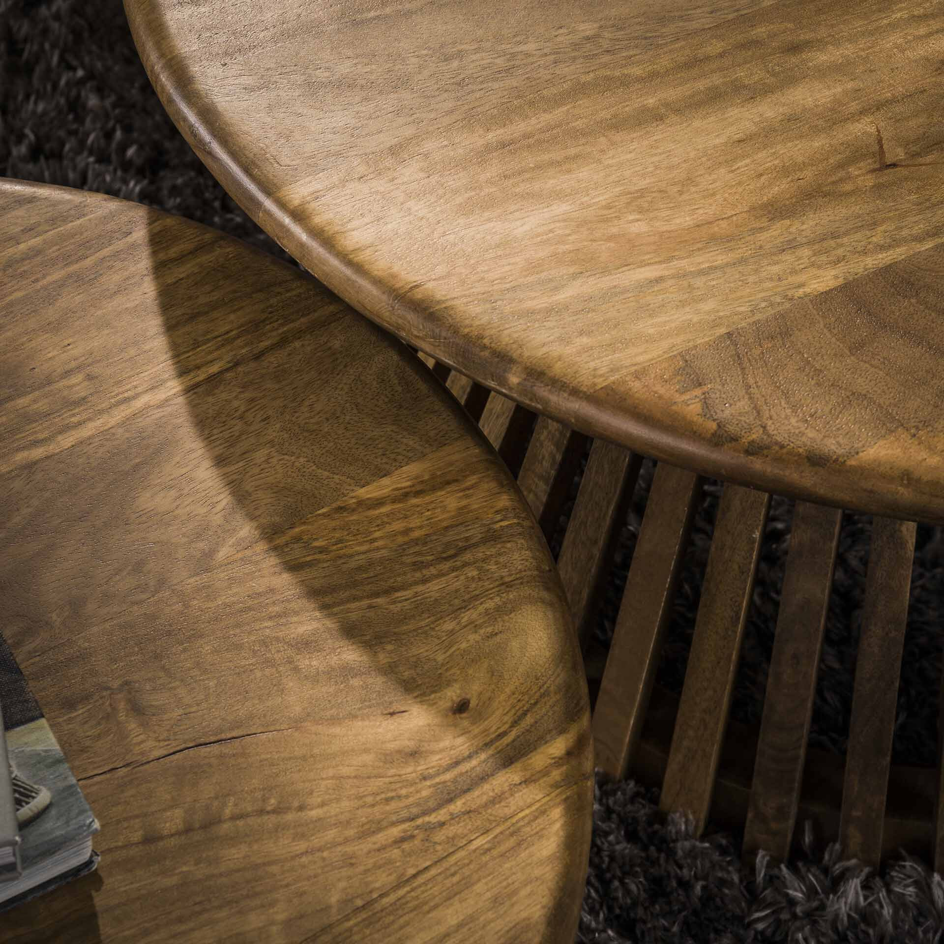 LifestyleFurn Salontafel 'Jean-Claude' Set van 2 stuks, Mangohout, kleur Naturel