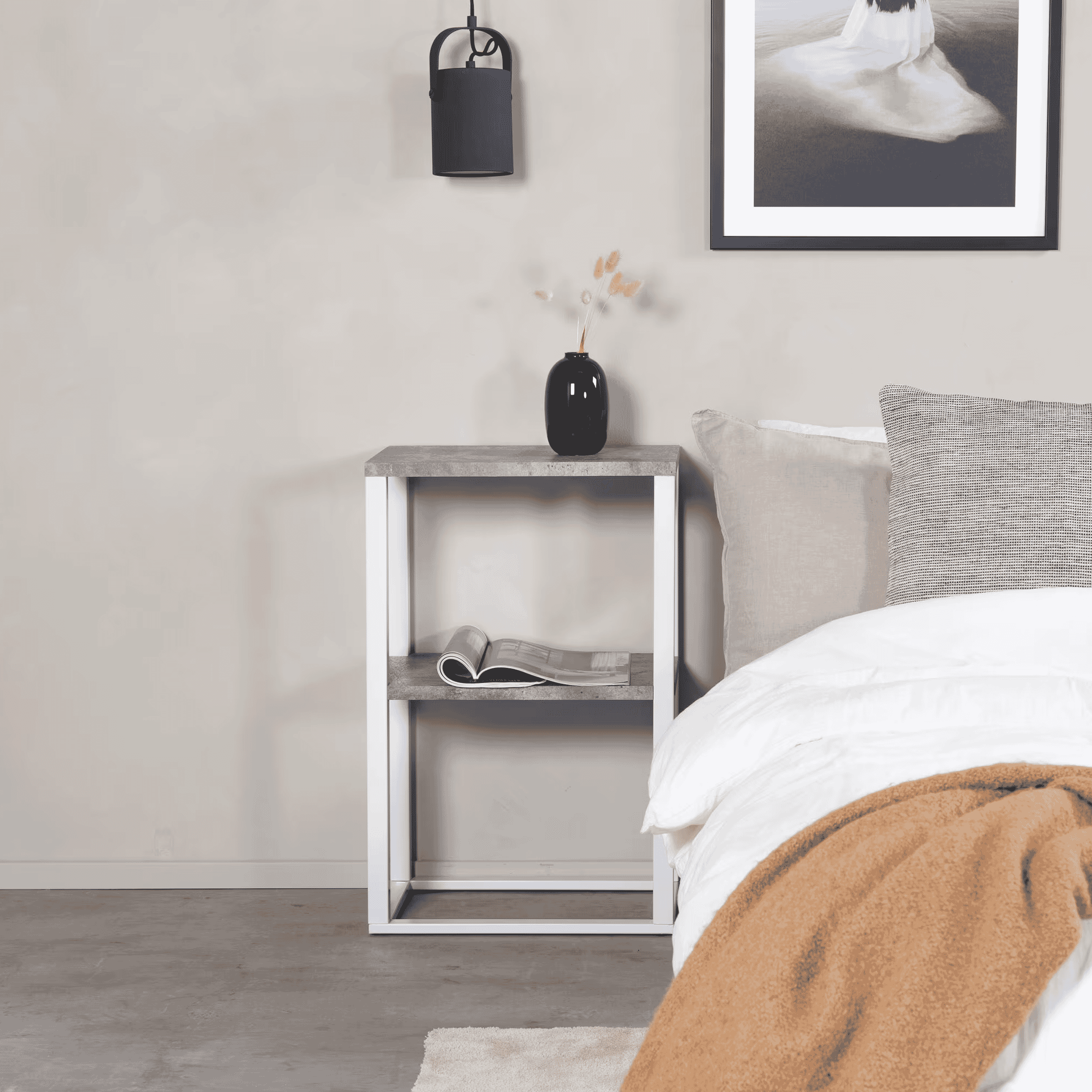 Nohr Nachtkastje Ram 45 x 30cm, Betonlook - Grijs