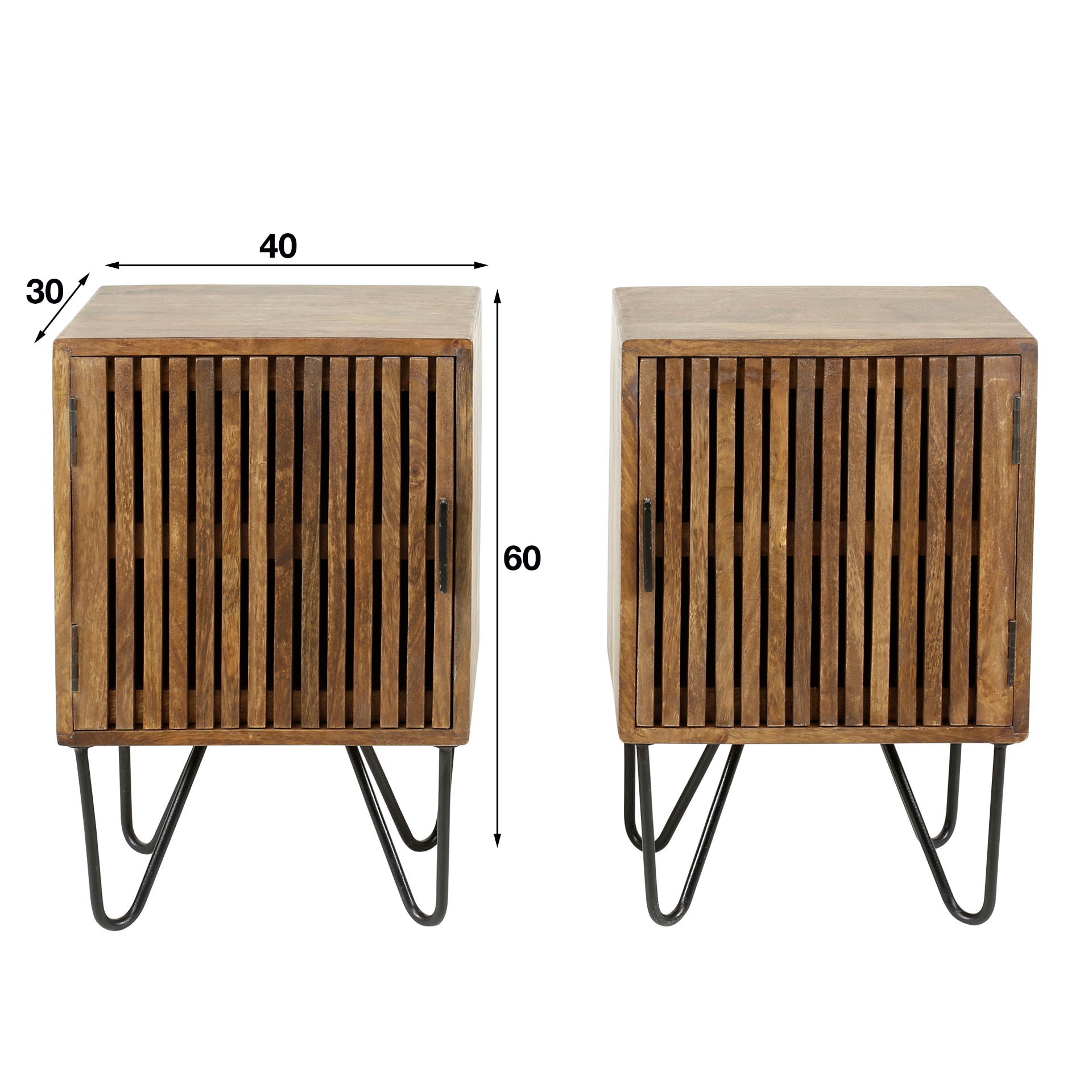 Nachtkastje 'Twiggy' Mangohout, Set van 2 stuks