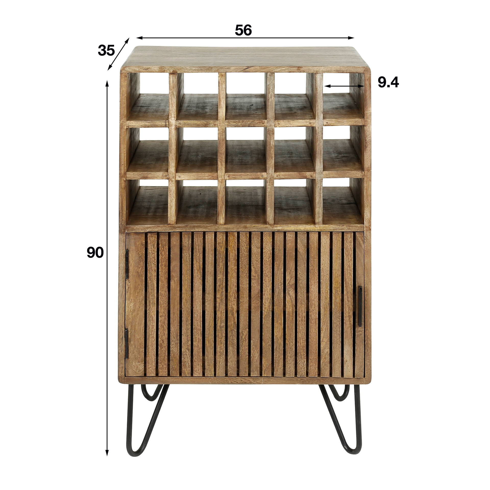 Wijnkast 'Twiggy' Mangohout, Voor 15 flessen