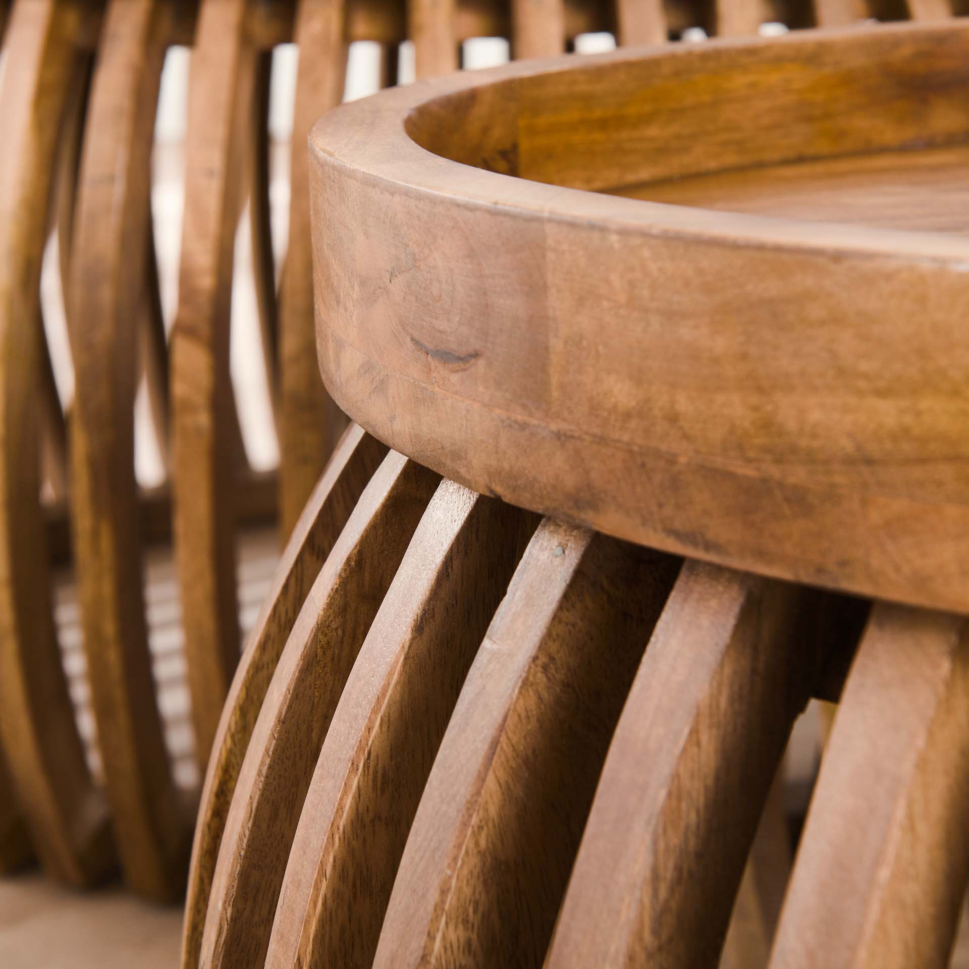 LifestyleFurn Ronde Salontafel 'Twiggy' Mangohout, Set van 2 stuks