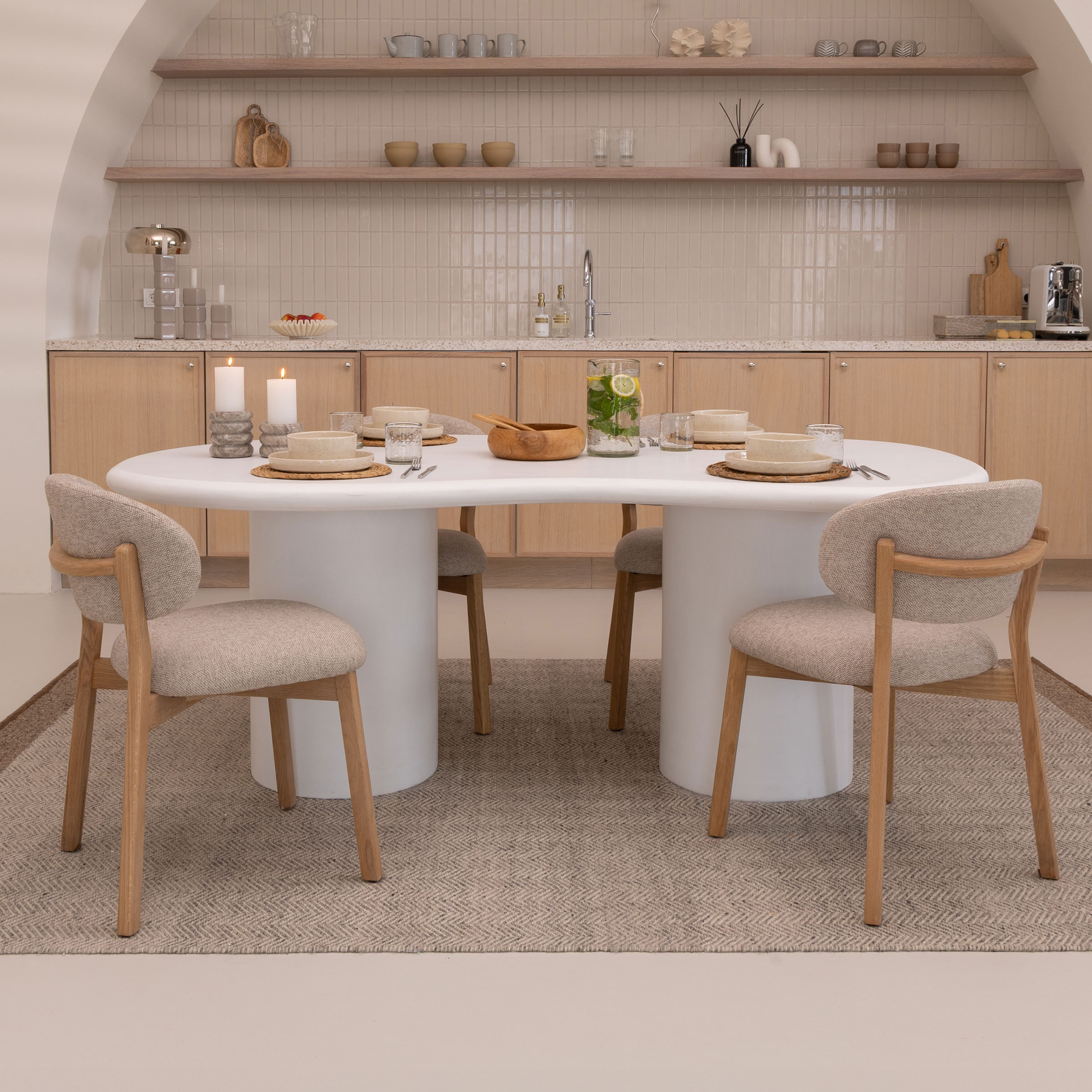 By-Boo Organische Eettafel Seki 200 x 110cm - Wit