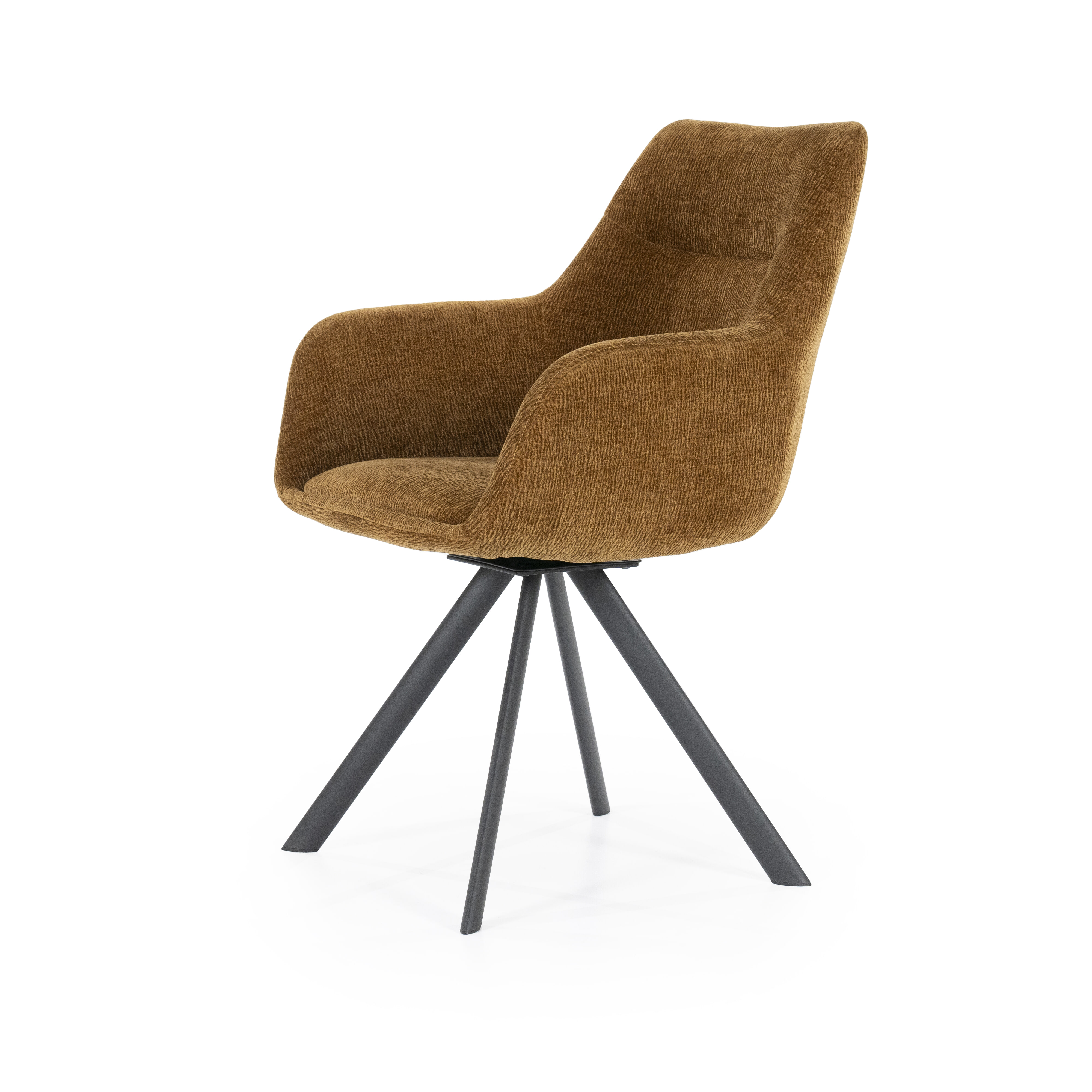 By-Boo Draaibare Eetkamerstoel 'Bliss' Met armleuning, kleur Mosterdgeel