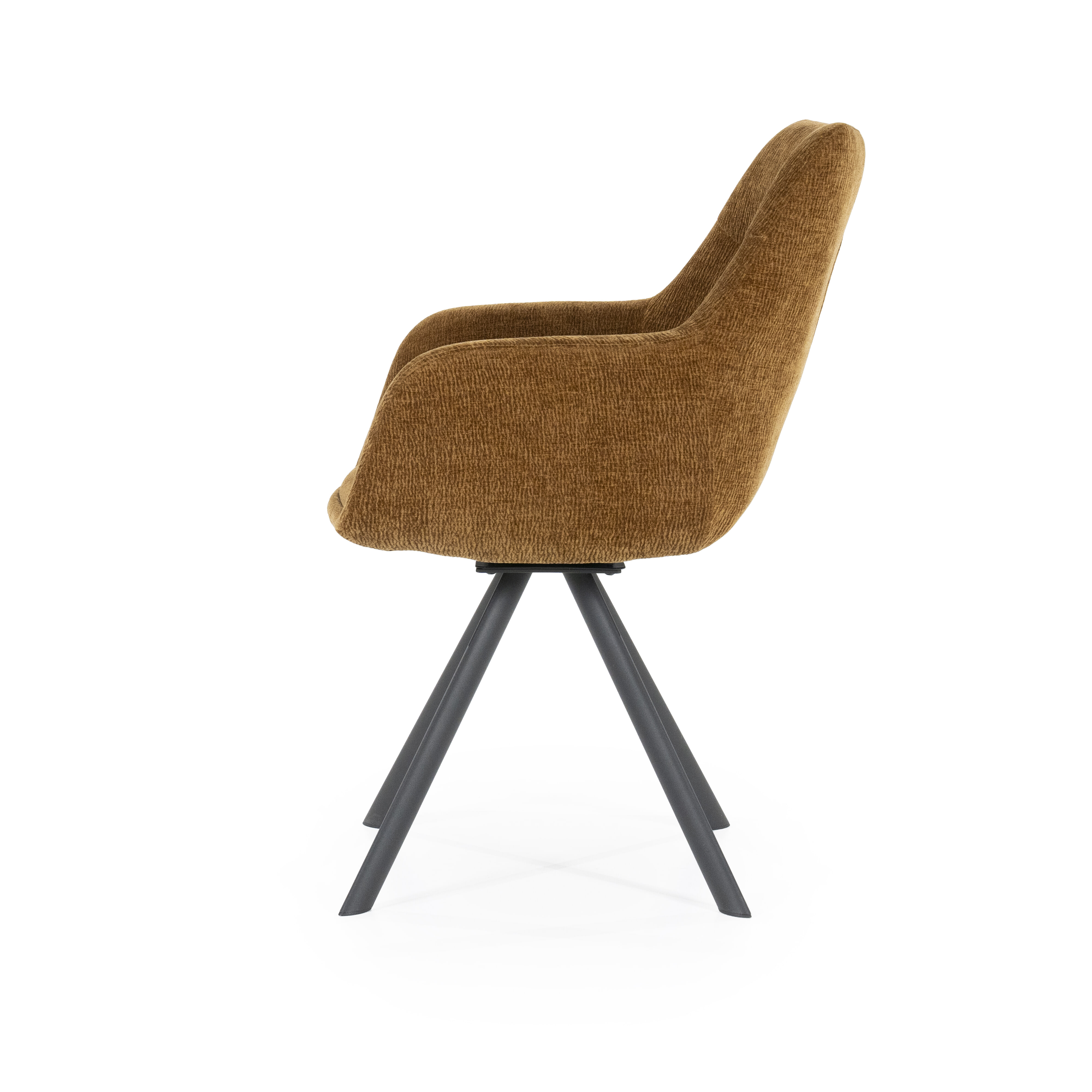 By-Boo Draaibare Eetkamerstoel 'Bliss' Met armleuning, kleur Mosterdgeel