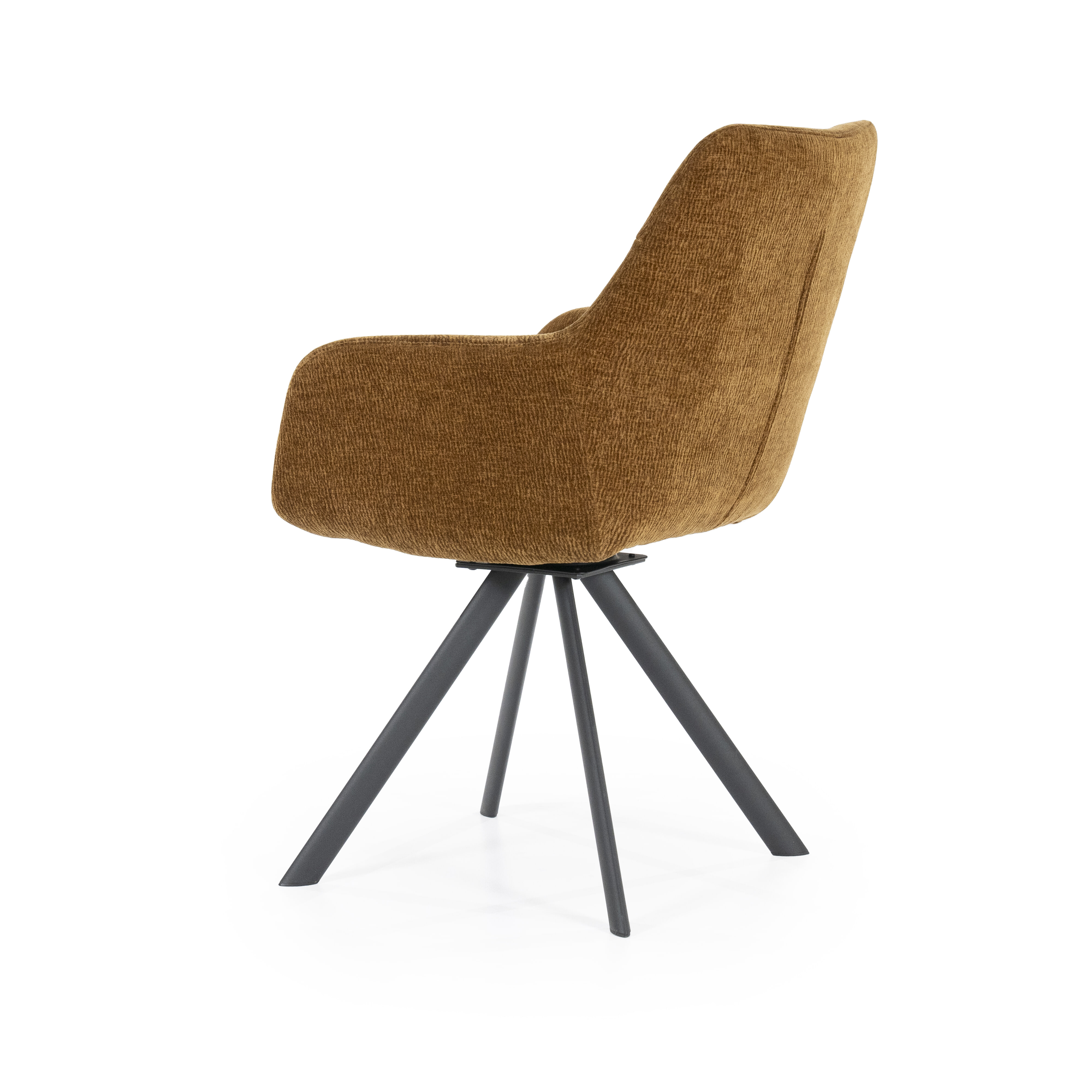 By-Boo Draaibare Eetkamerstoel 'Bliss' Met armleuning, kleur Mosterdgeel