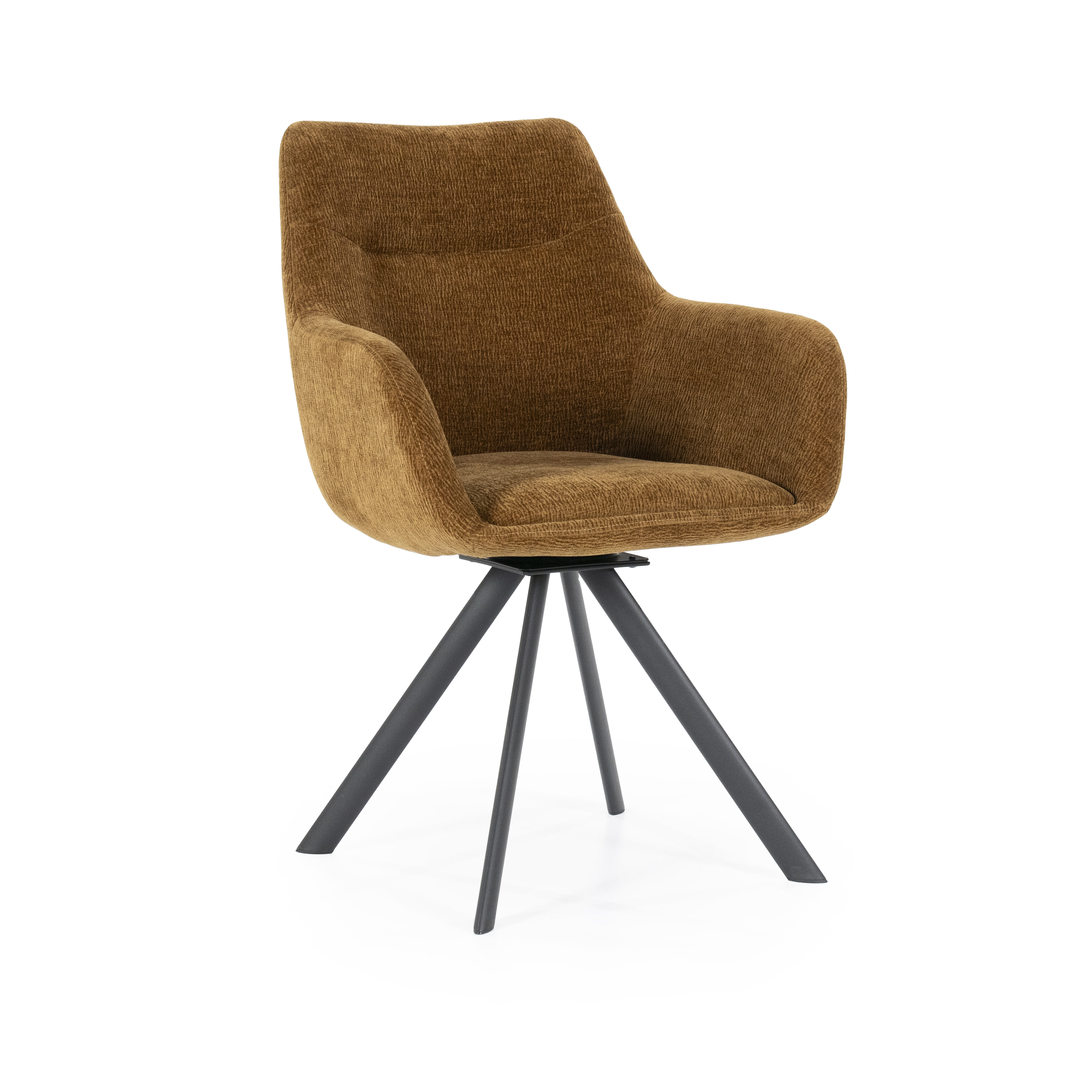 By-Boo Draaibare Eetkamerstoel 'Bliss' Met armleuning, kleur Mosterdgeel