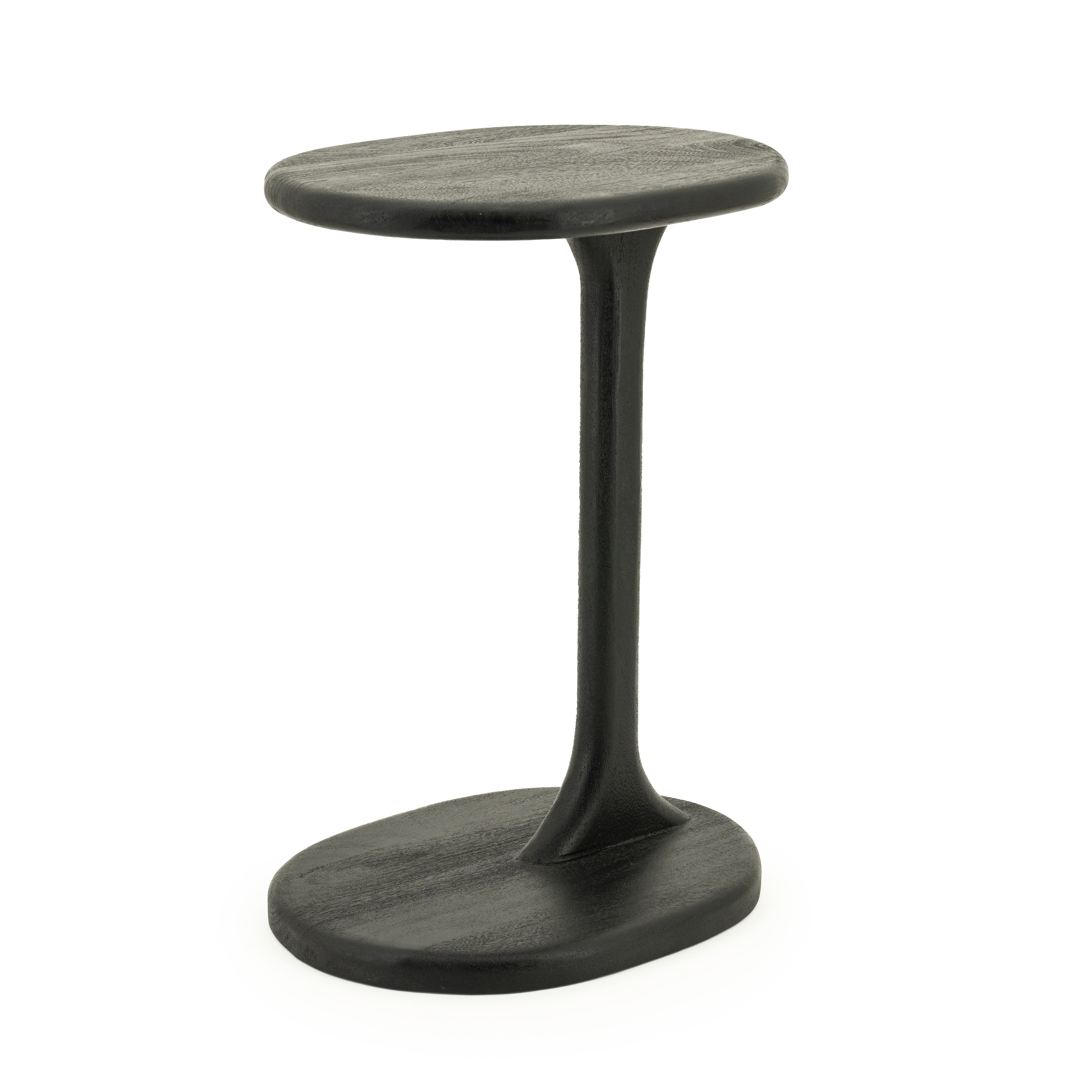 By-Boo Laptoptafel Fenix Mangohout, 40 x 30cm - Zwart - Ovaal