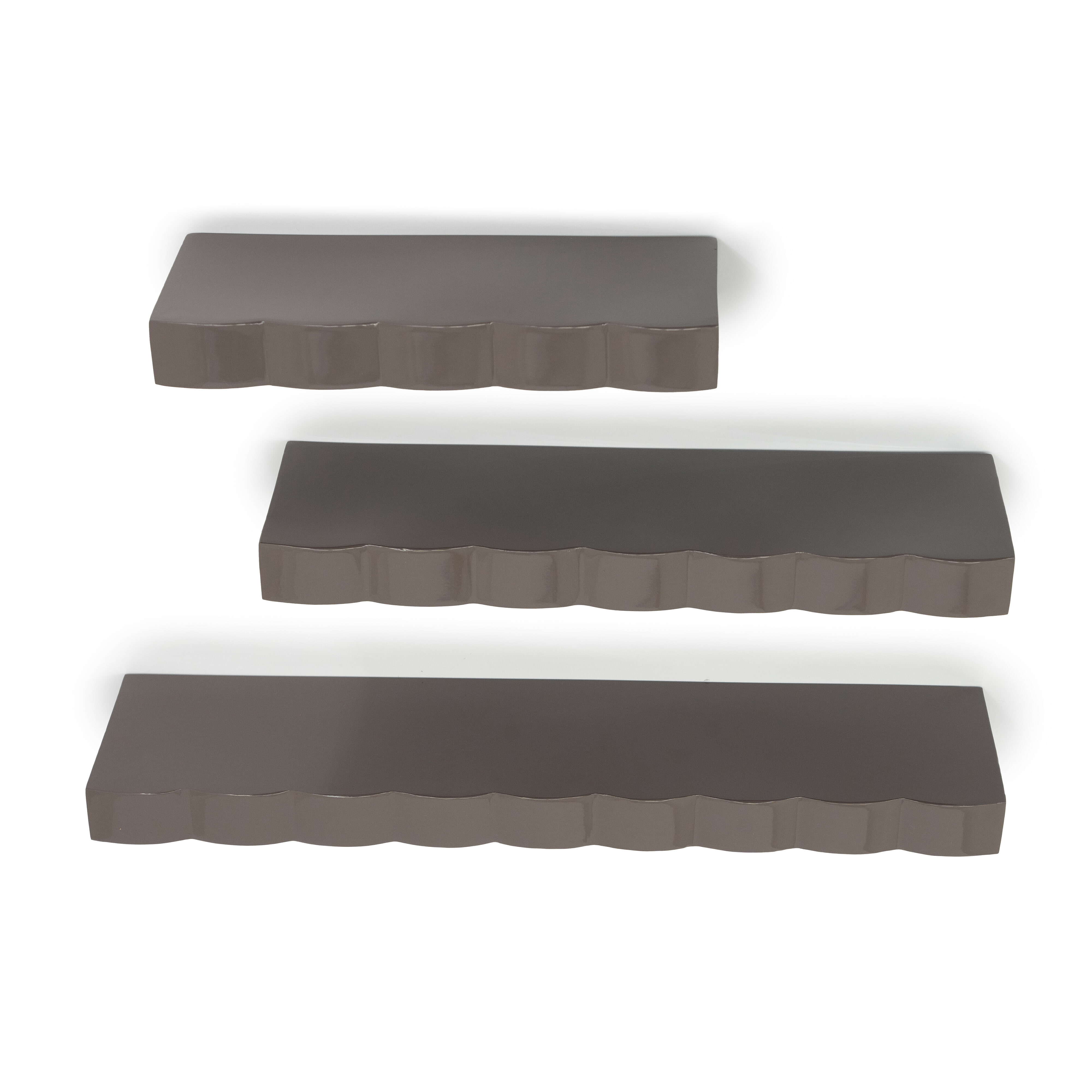 By-Boo Wandplank Prinz Set van 3 stuks - Donker Taupe