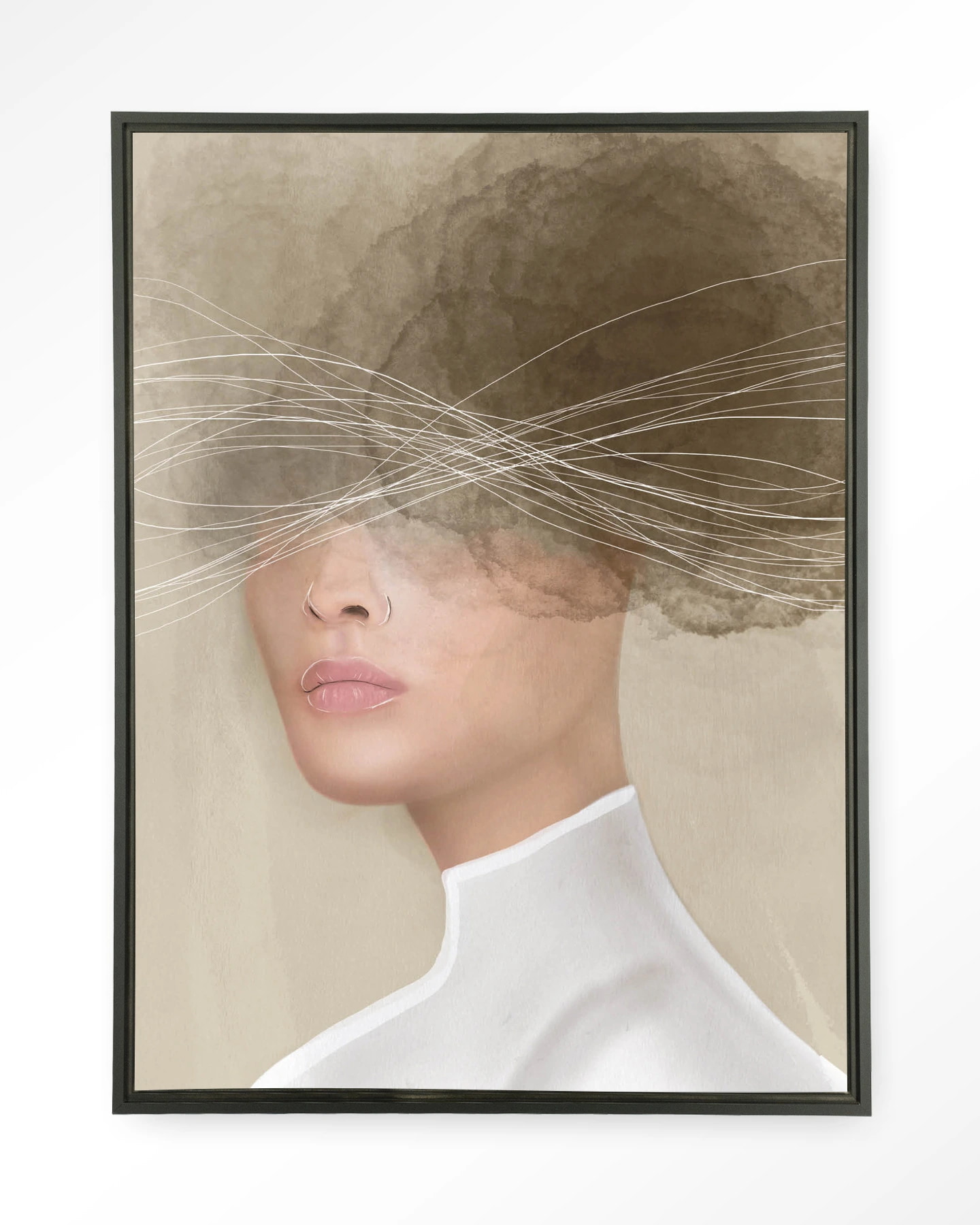 Urban Cotton Wandkleed 'Mood Cloud' 145 x 190cm in Floating Frame - black
