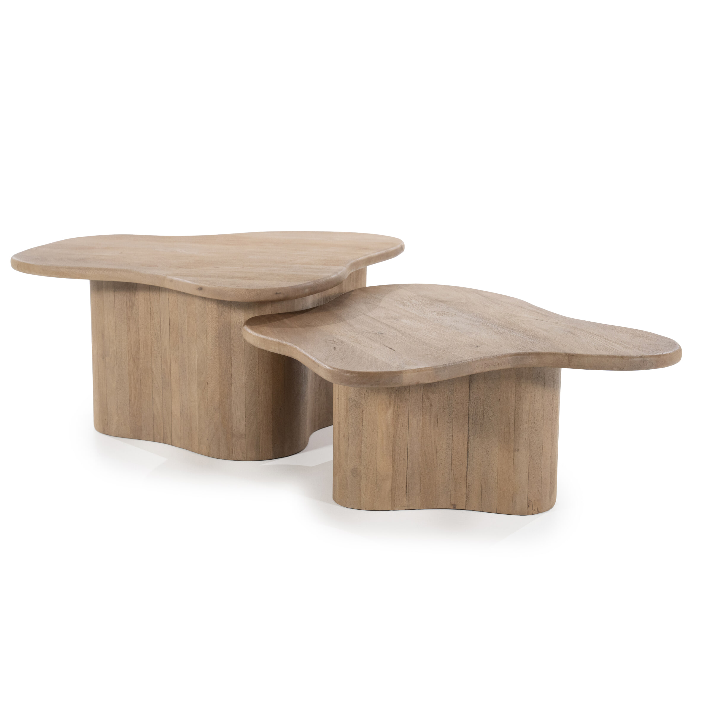 By-Boo Organische Salontafel Fall Mangohout, Set van 2 stuks - Naturel