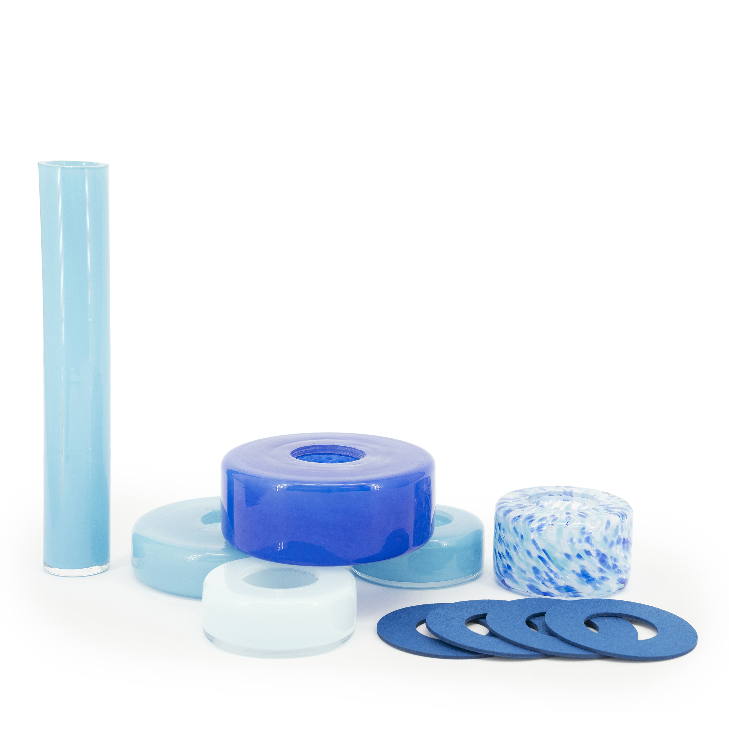 By-Boo Vaas 'Golas' Mondgeblazen glas, kleur Blauw