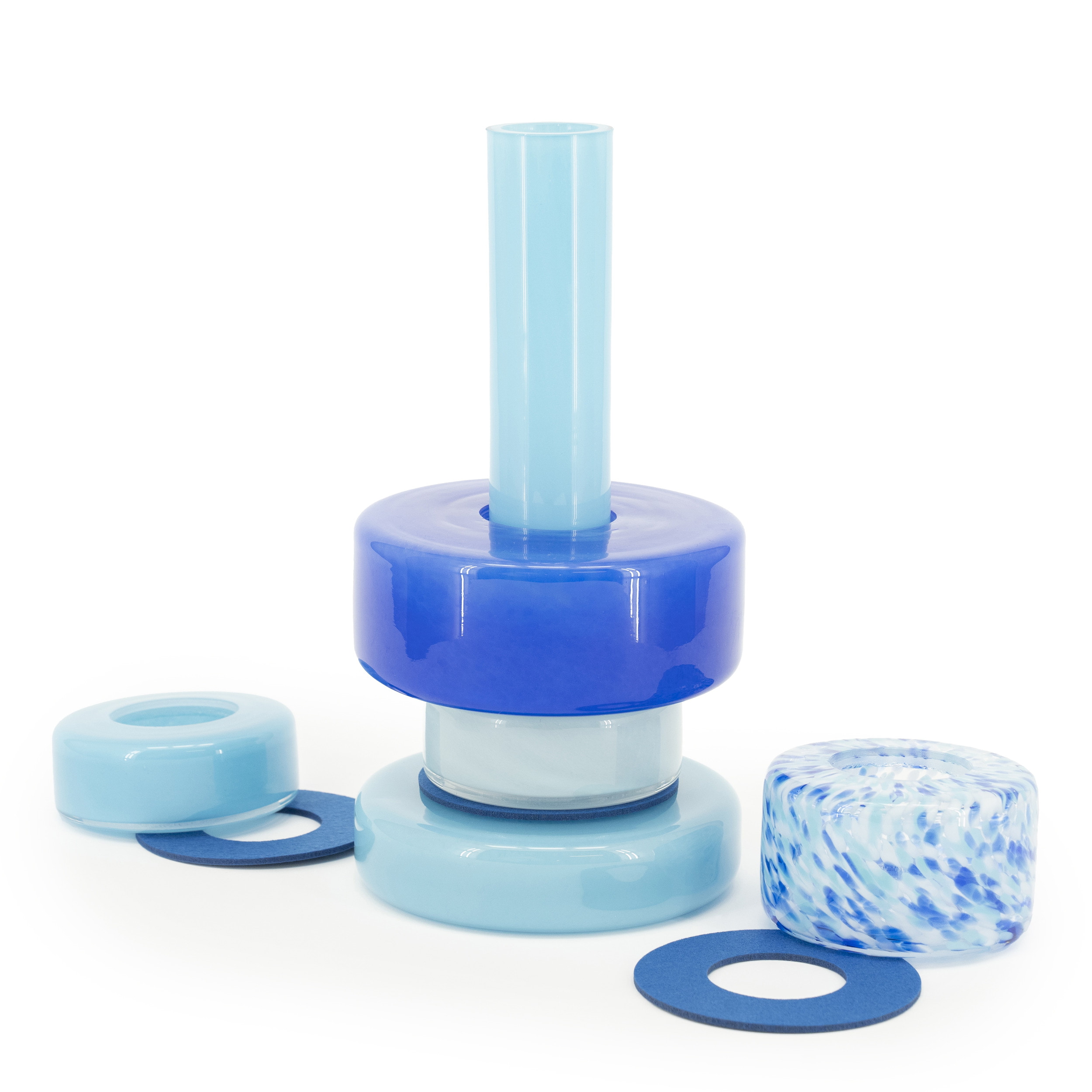 By-Boo Vaas 'Golas' Mondgeblazen glas, kleur Blauw