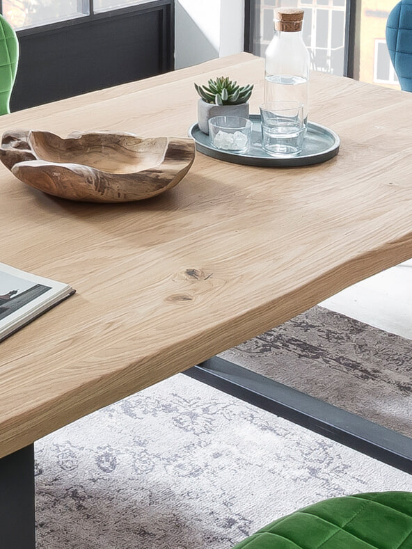 Artistiq Eettafel 'Tinita' Eiken, 200 x 100cm, kleur Zilver