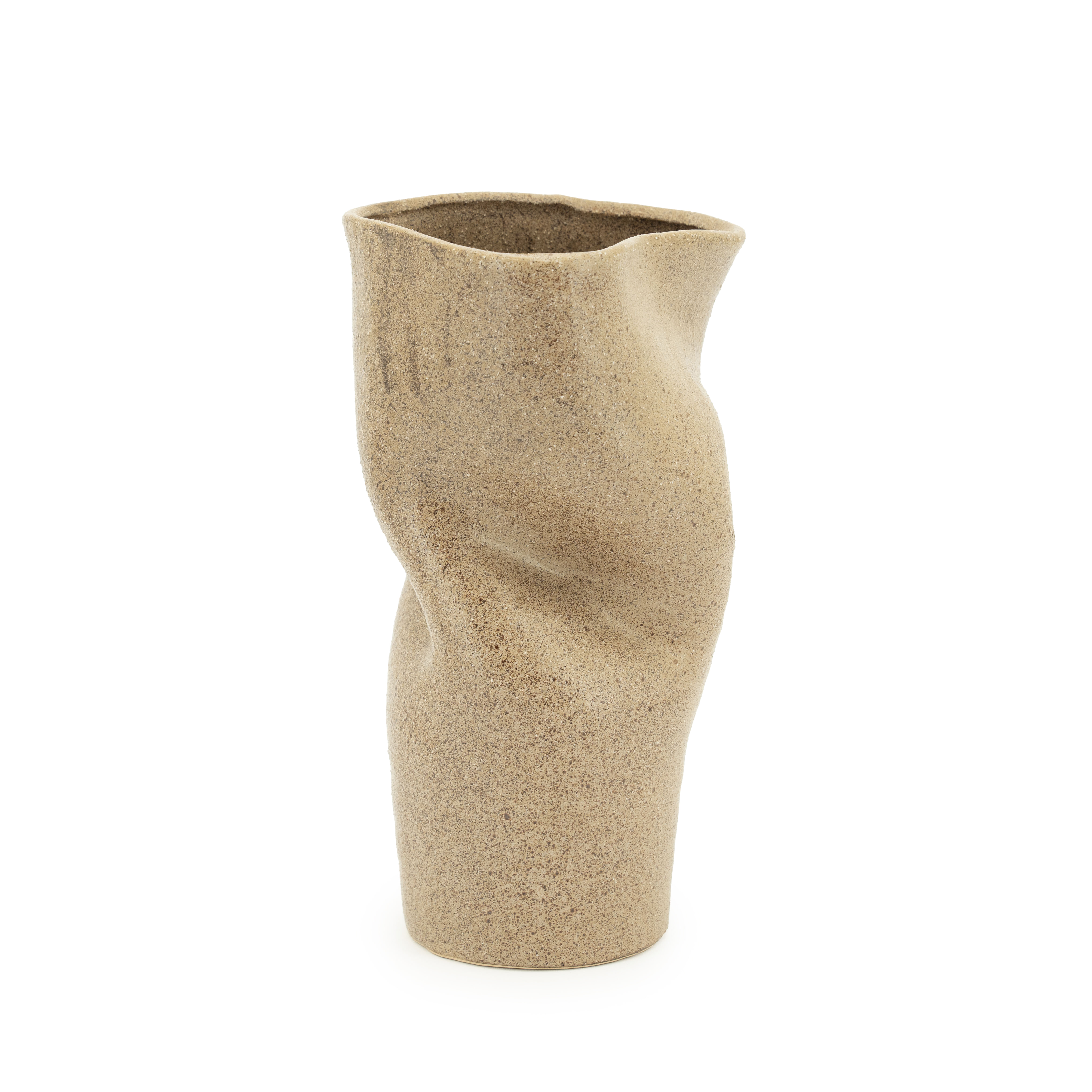 By-Boo Vaas 'Songa' Aardewerk, 30cm hoog, kleur Bruin