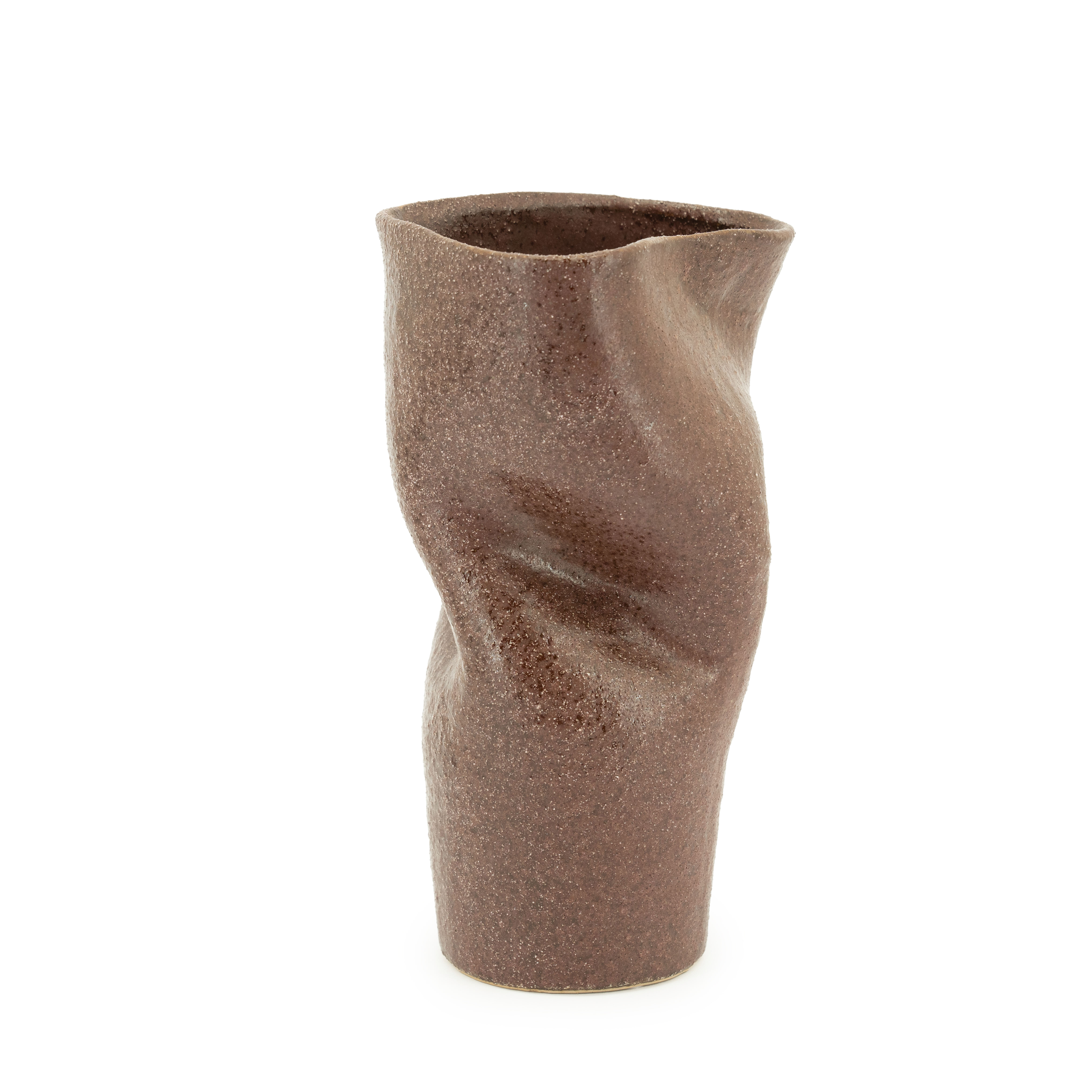 By-Boo Vaas 'Songa' Aardewerk, 30cm hoog, kleur Burgundy