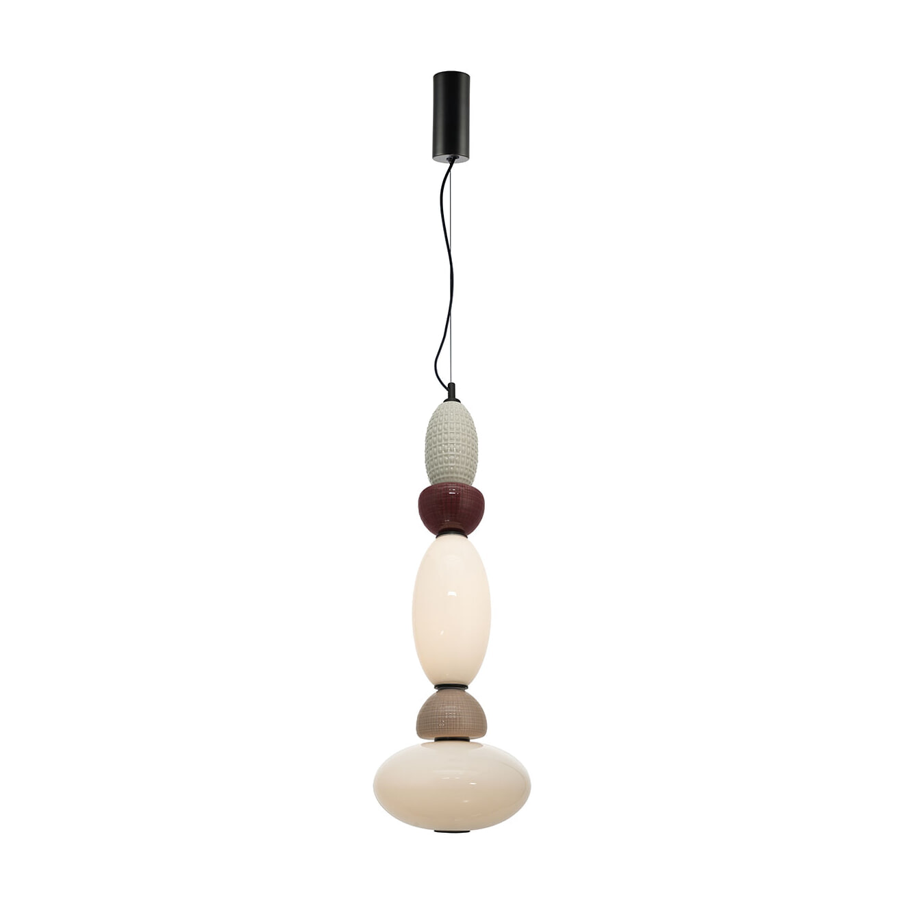 By-Boo Hanglamp 'Garca' Verticaal, Keramiek en glas