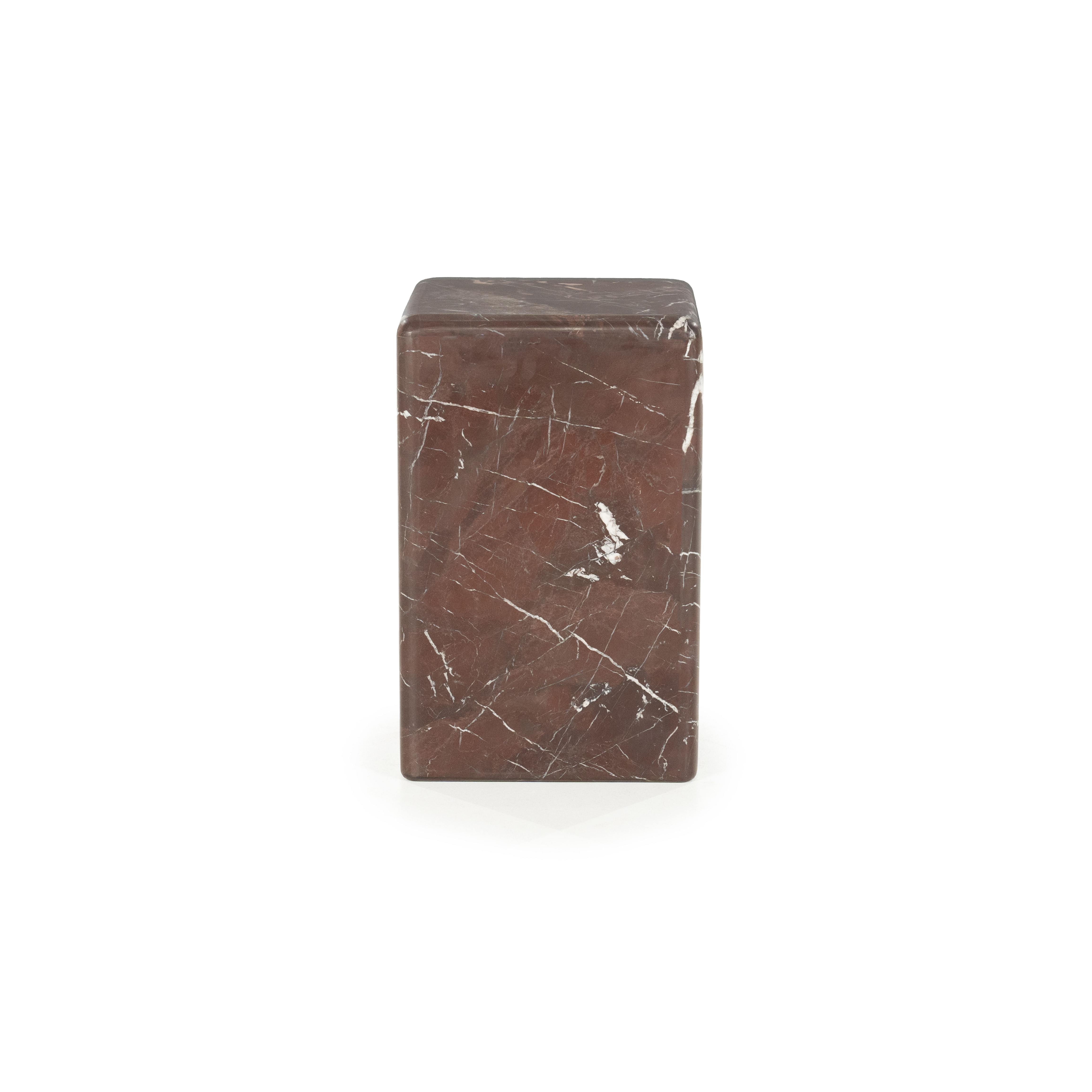 By-Boo Bijzettafel 'Dice' Marmer, 30 x 30cm, kleur Rood