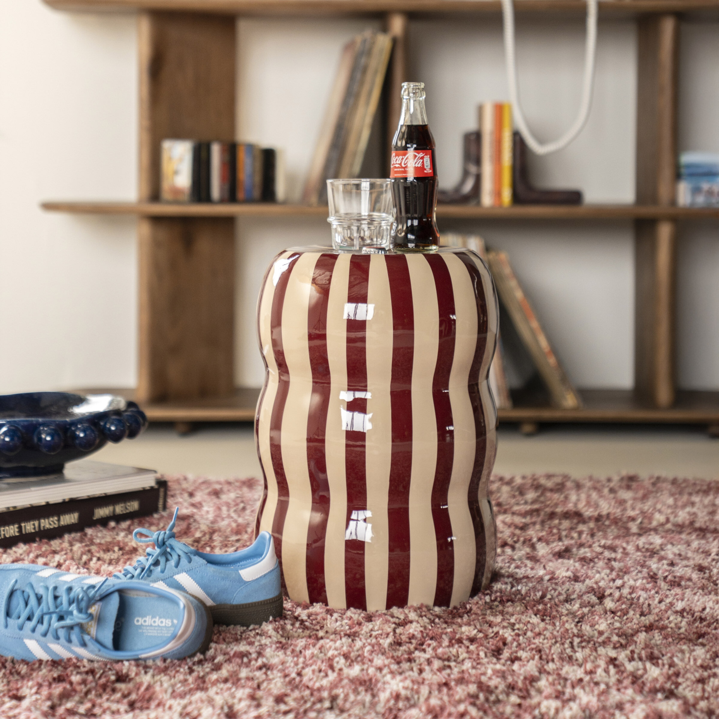 By-Boo Bijzettafel Candice 28cm - Beige/Burgundy - Rond