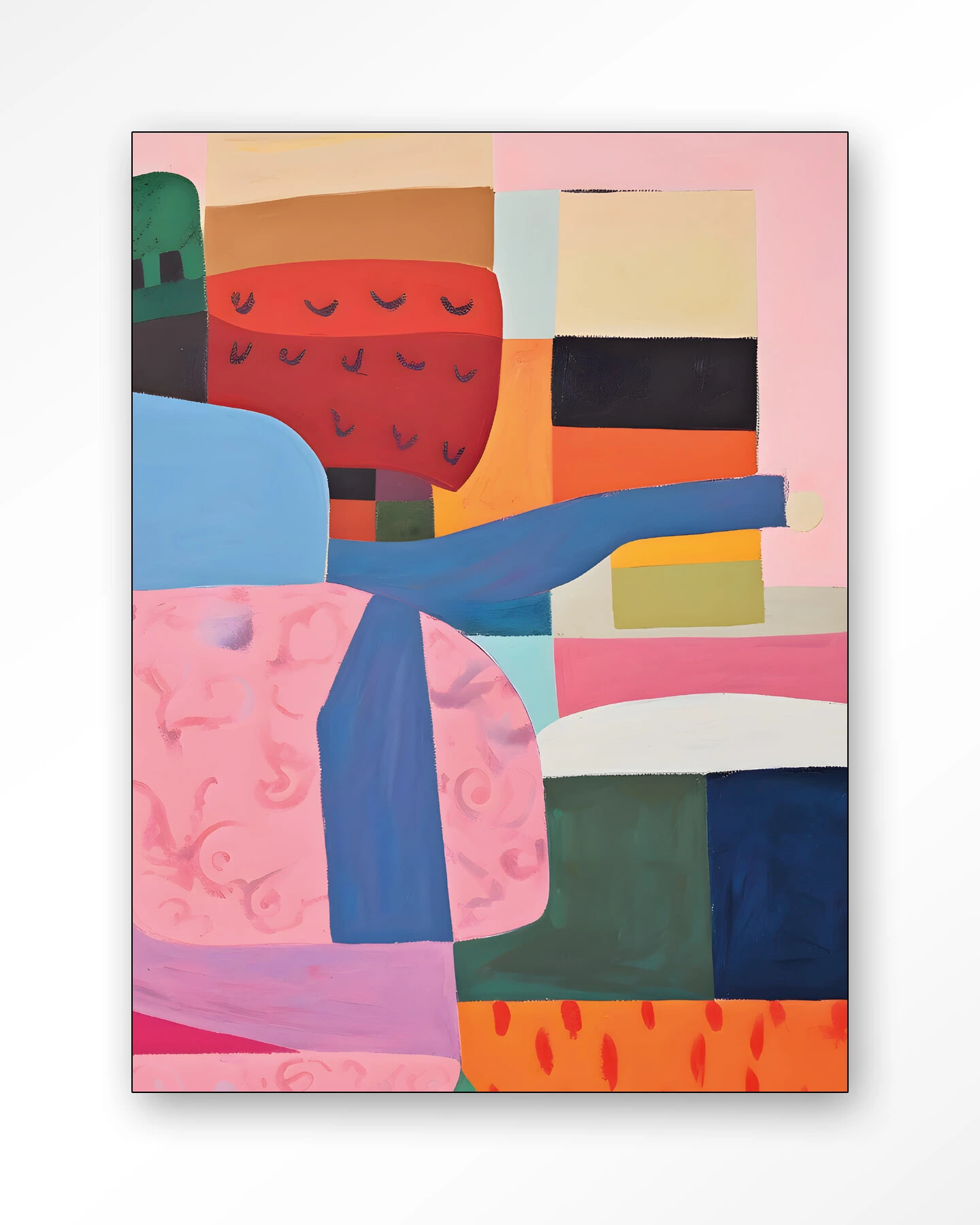 Urban Cotton Wandkleed 'Colour Stacking' 145 x 190cm in Frame  - black