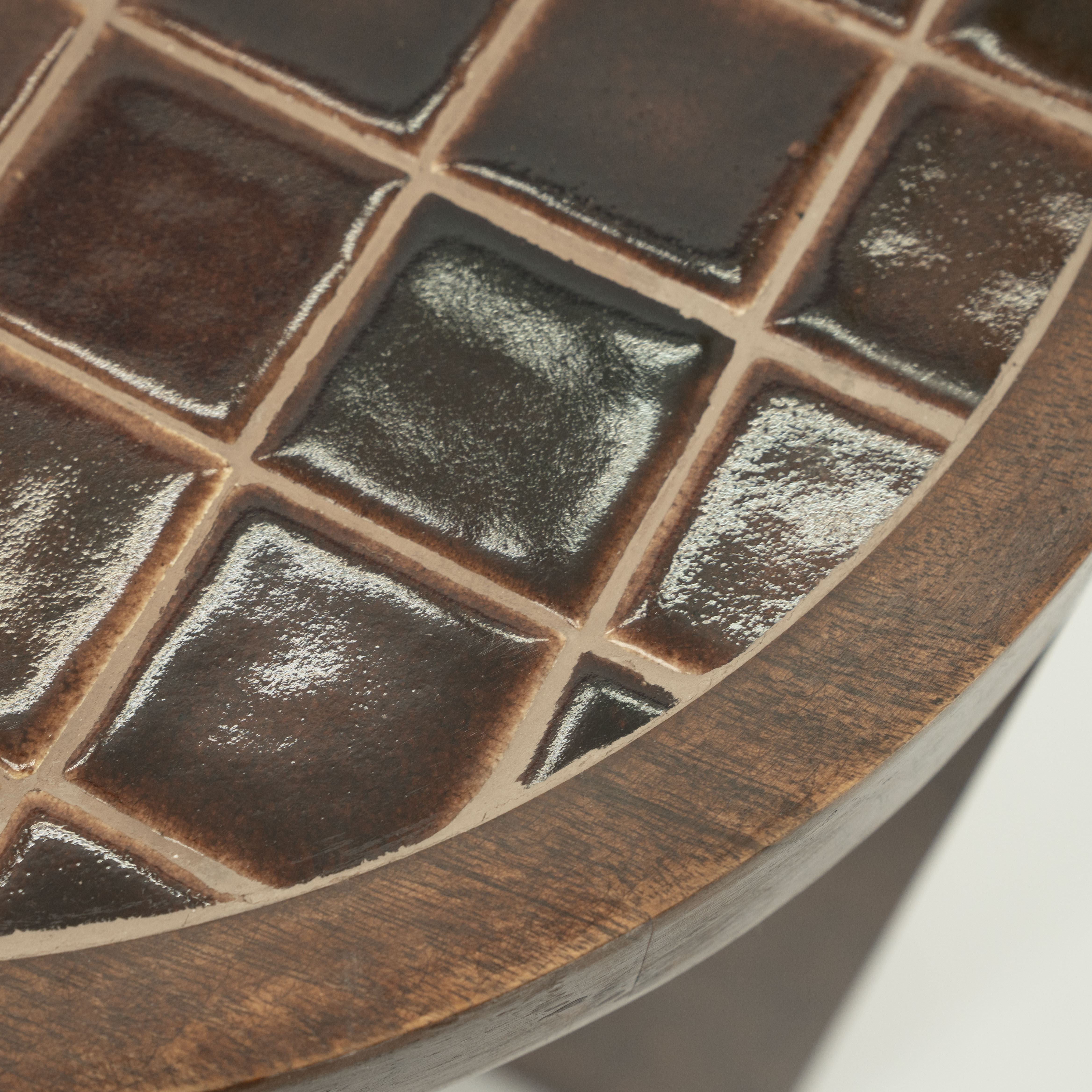 By-Boo Ronde Bijzettafel 'TiledUp' Keramiek en mangohout, 40cm