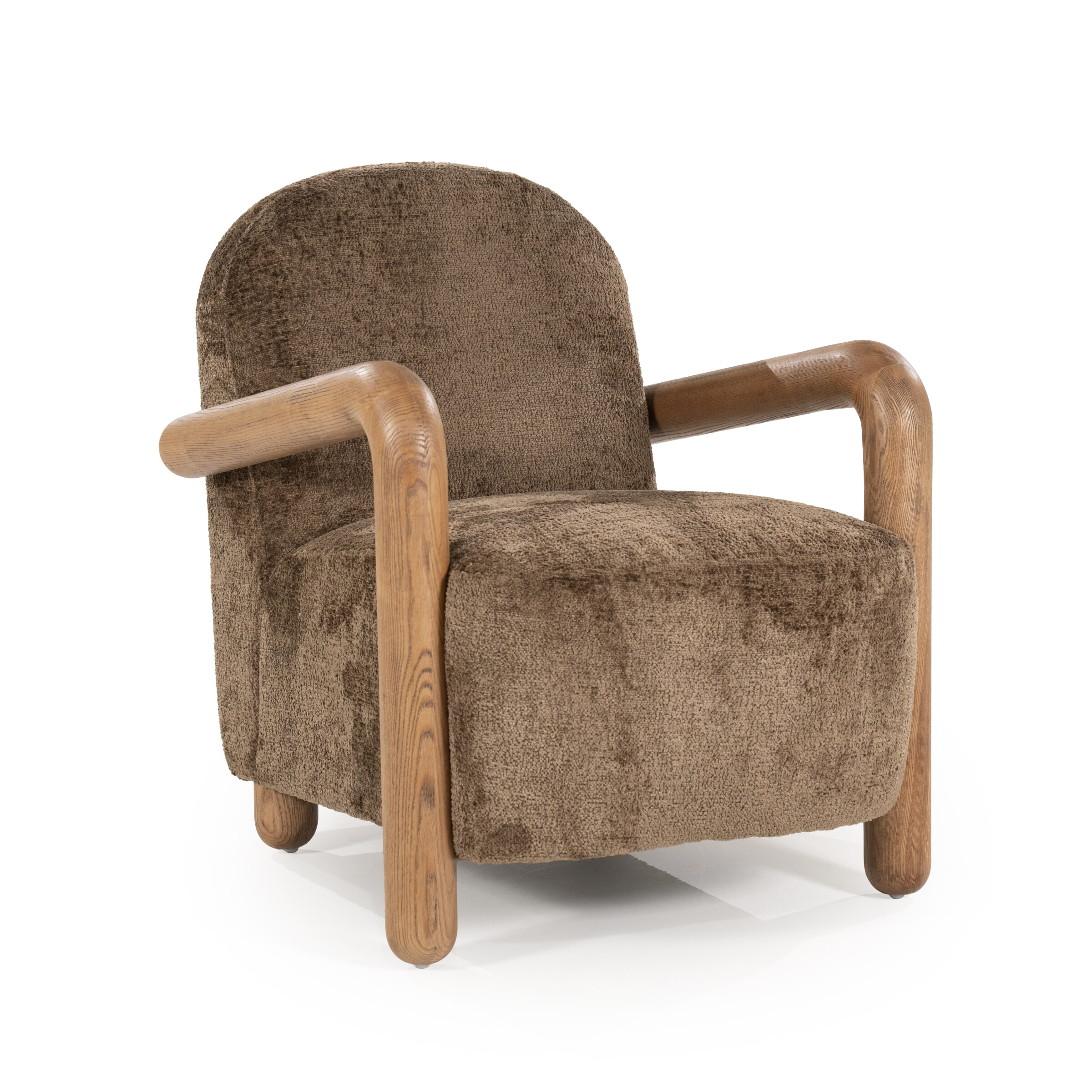 By-Boo Fauteuil 'Retrova' Bouclé en hout, kleur Bruin