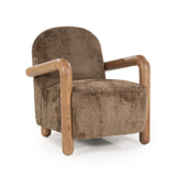 By-Boo Fauteuil 'Retrova' Bouclé en hout, kleur Bruin