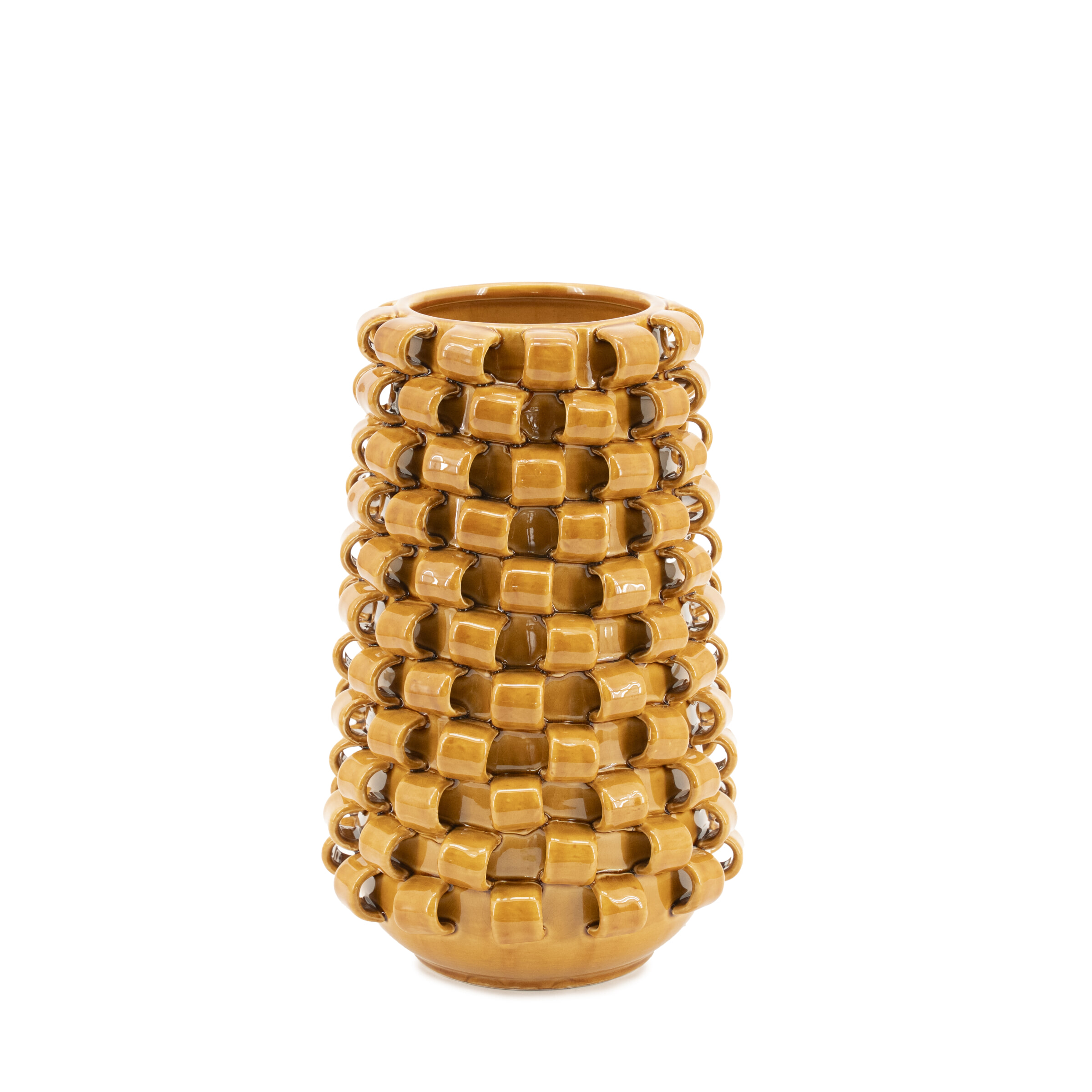 By-Boo Vaas 'Loopa' 32cm, kleur Mosterd