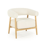 By-Boo Fauteuil 'Mysa' Teddy en eikenhout, kleur Beige