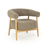 By-Boo Fauteuil 'Mysa' Teddy en eikenhout, kleur Taupe