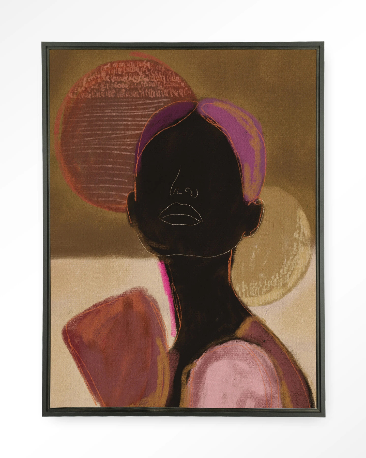 Urban Cotton Wandkleed 'Silhouette Lady 2' 80 x 110cm in Floating Frame  - black