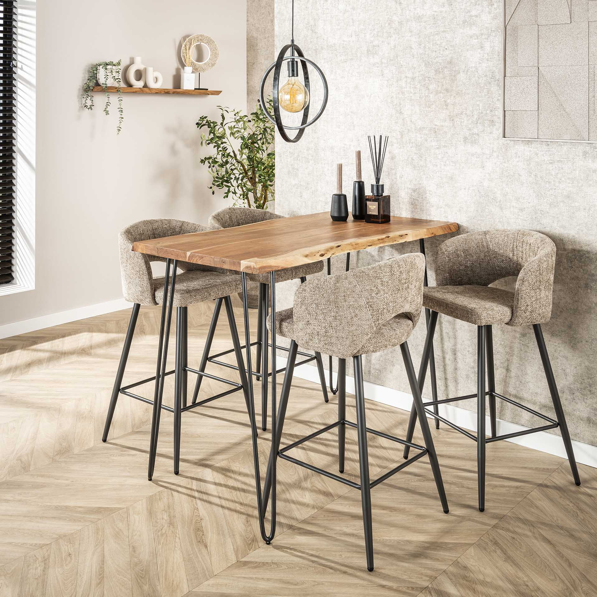 Bartafel 'Michel' Boomstam, 130 x 70cm, kleur Massief acacia naturel