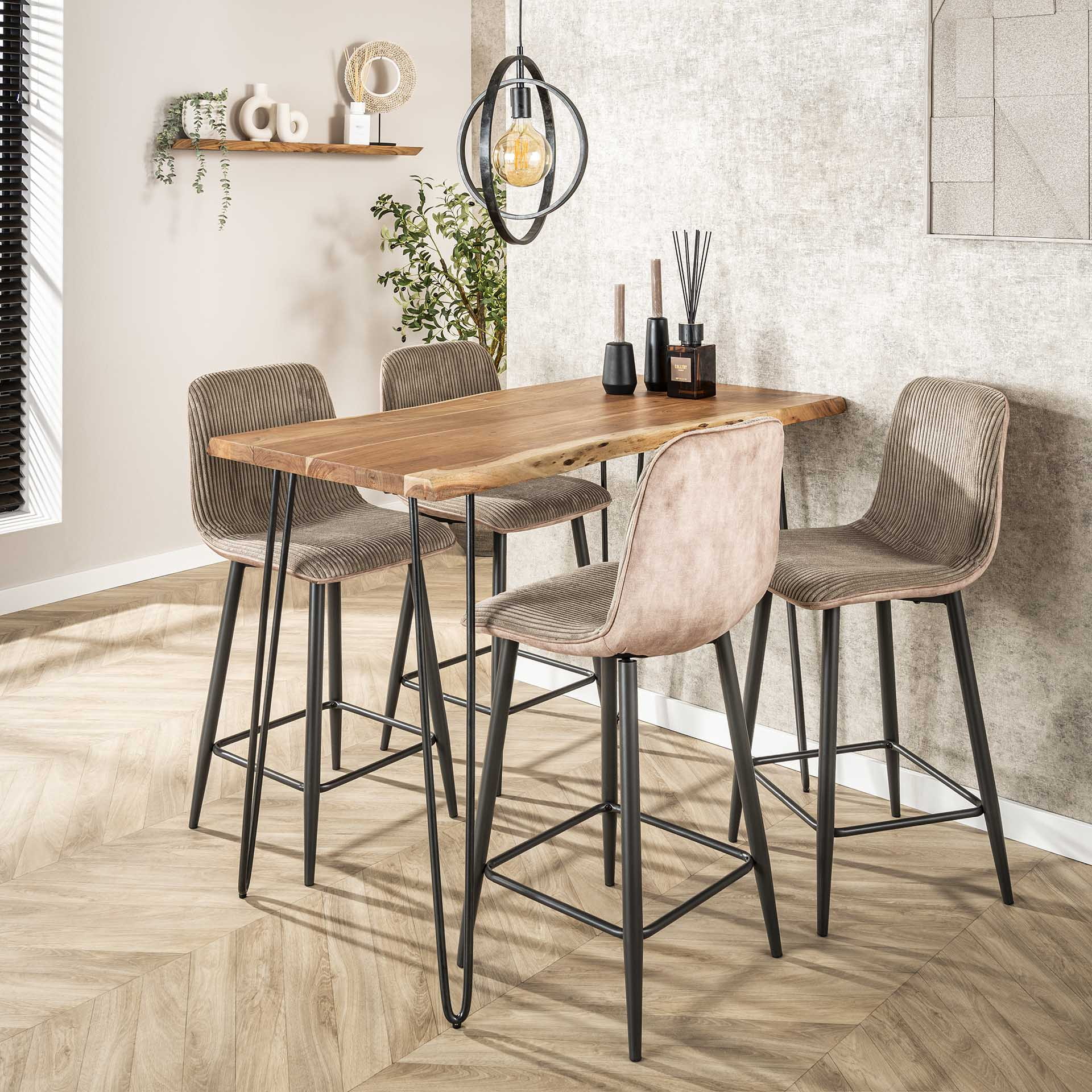 Bartafel 'Michel' Boomstam, 130 x 70cm, kleur Massief acacia naturel