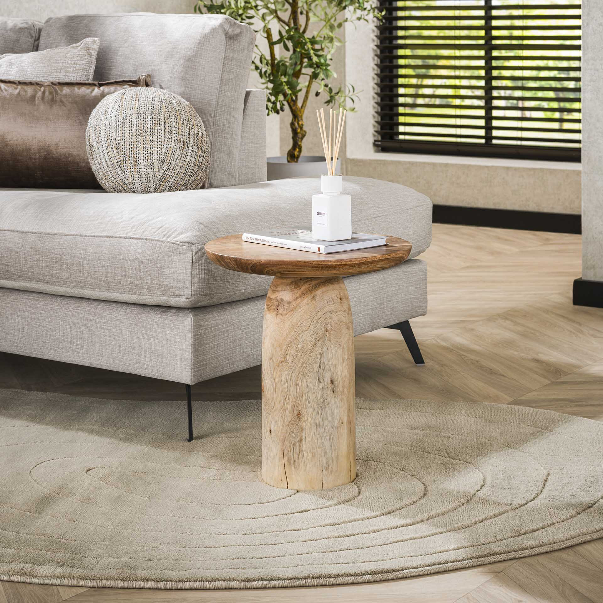 LifestyleFurn Ronde Bijzettafel Shavonna Acaciahout, 40cm - Massief acacia naturel