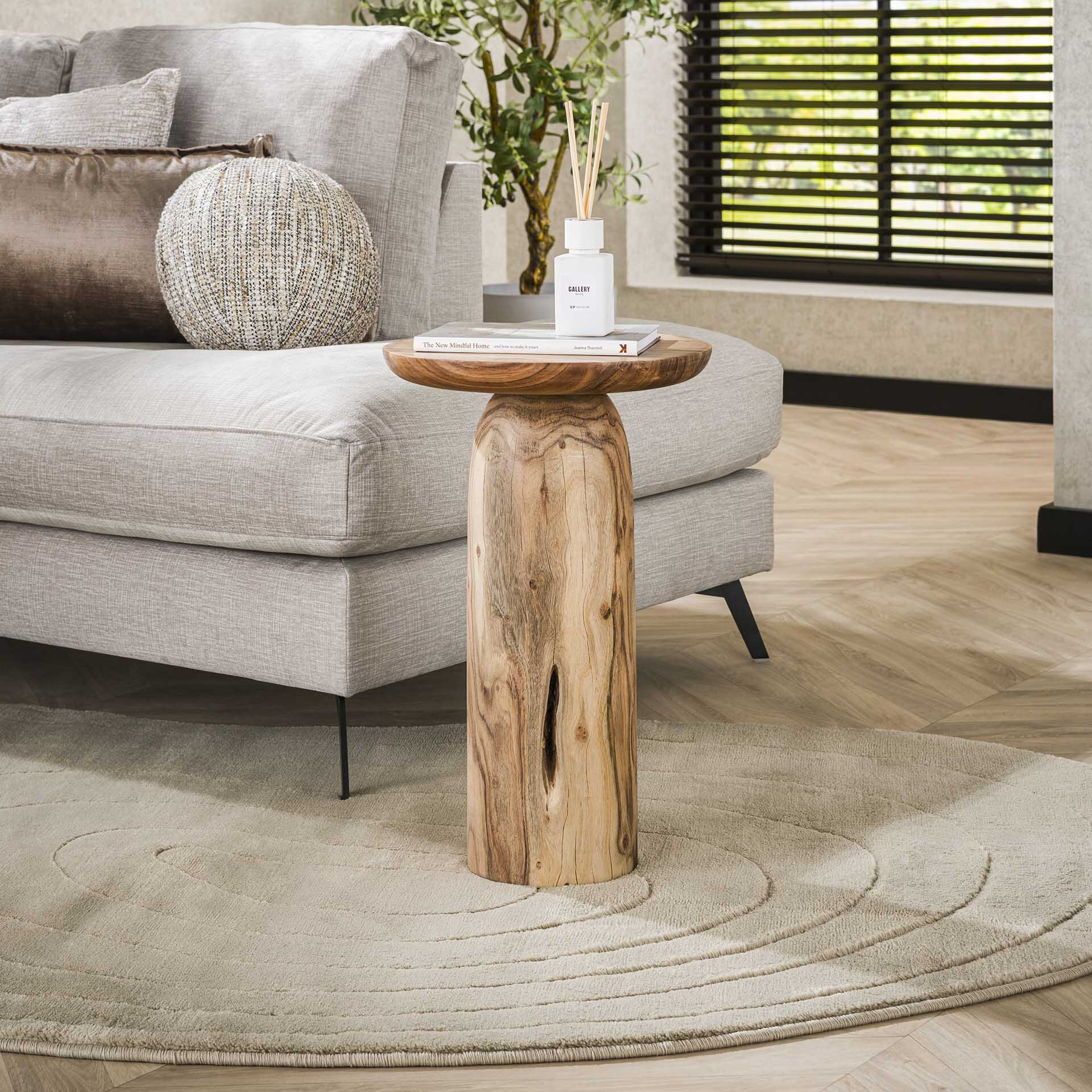 LifestyleFurn Ronde Bijzettafel Shavonna Acaciahout, 35cm - Massief acacia naturel