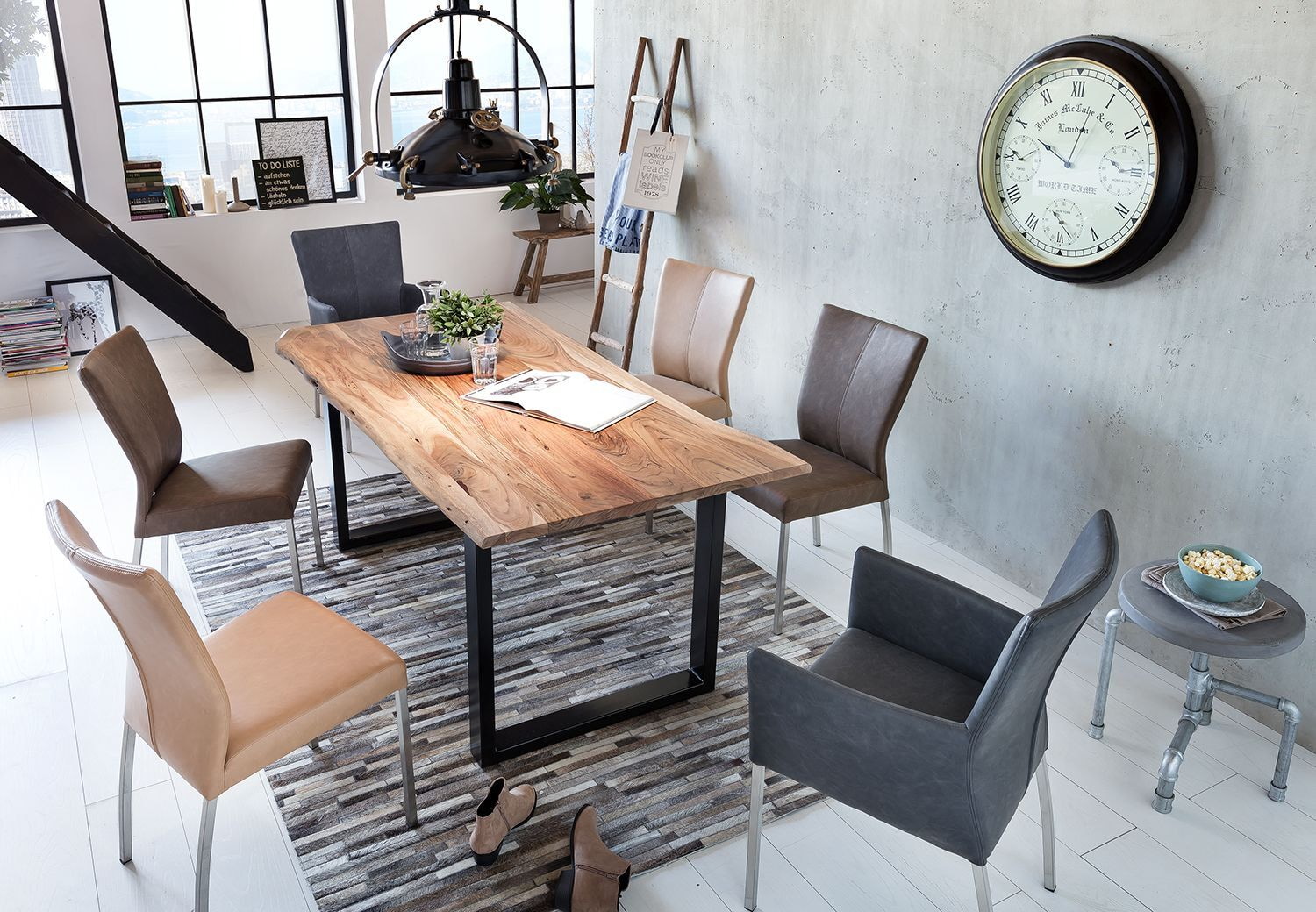 Artistiq Boomstam Eettafel 'Tristina' Acaciahout, 160 x 85cm, kleur Zwart