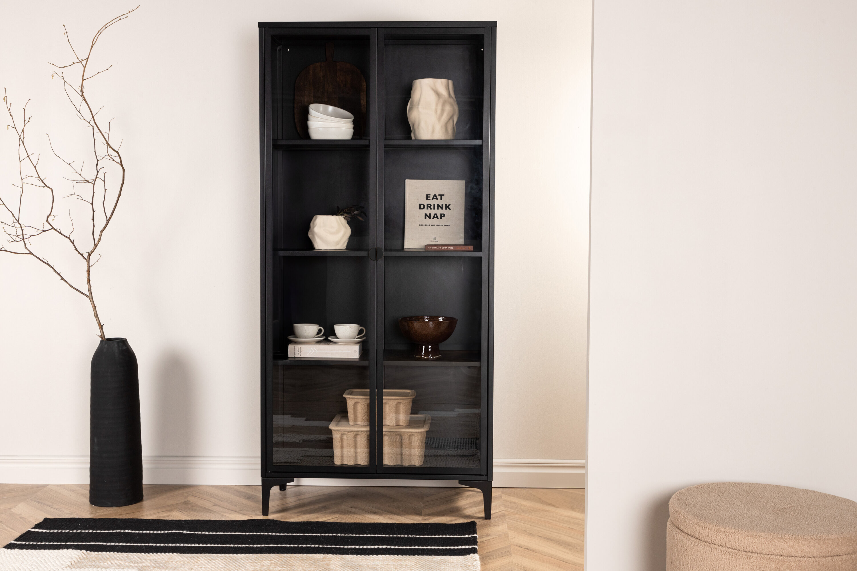 Nohr Vitrinekast Danyella 190 x 90cm - Zwart