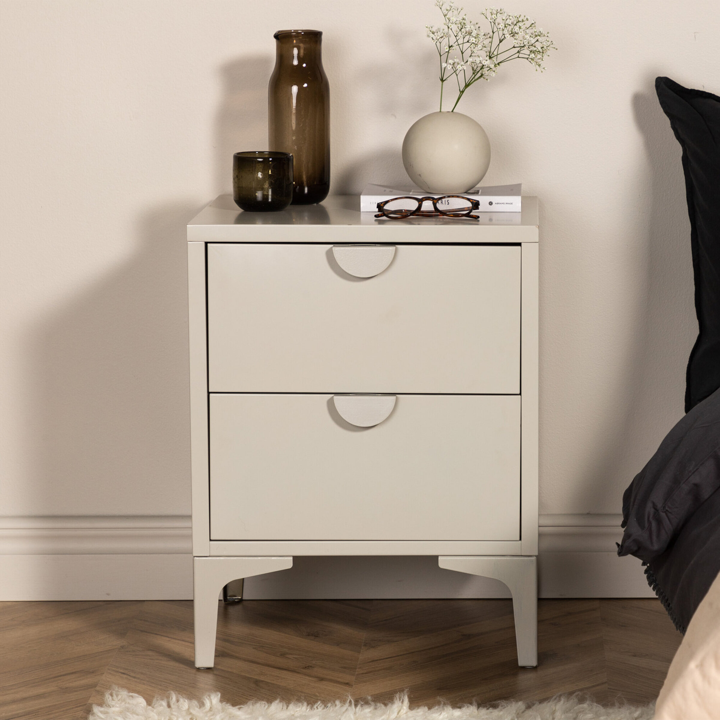 Nohr Nachtkastje 'Danyella' Met 2 laden, Metaal, kleur Beige