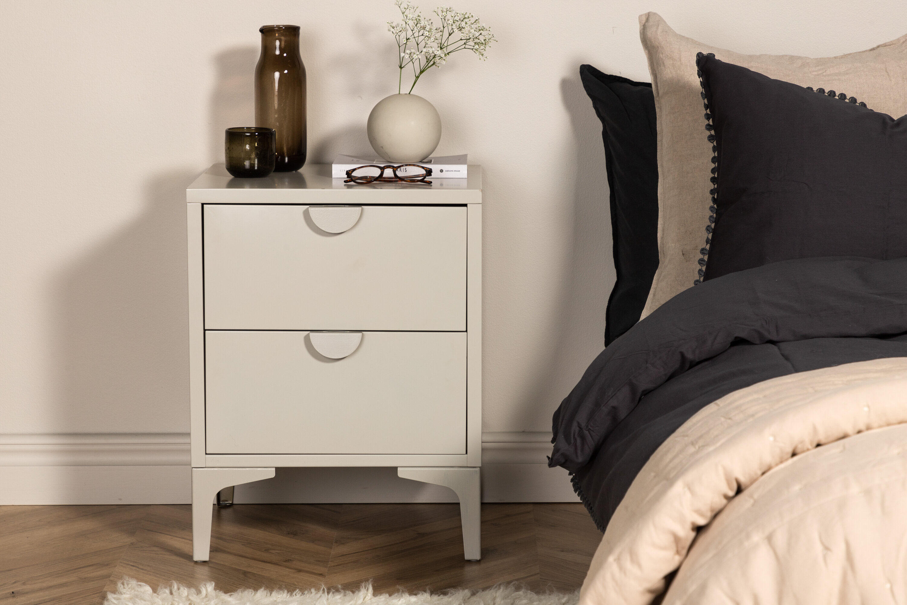 Nohr Nachtkastje Danyella Met 2 laden, Metaal - Beige