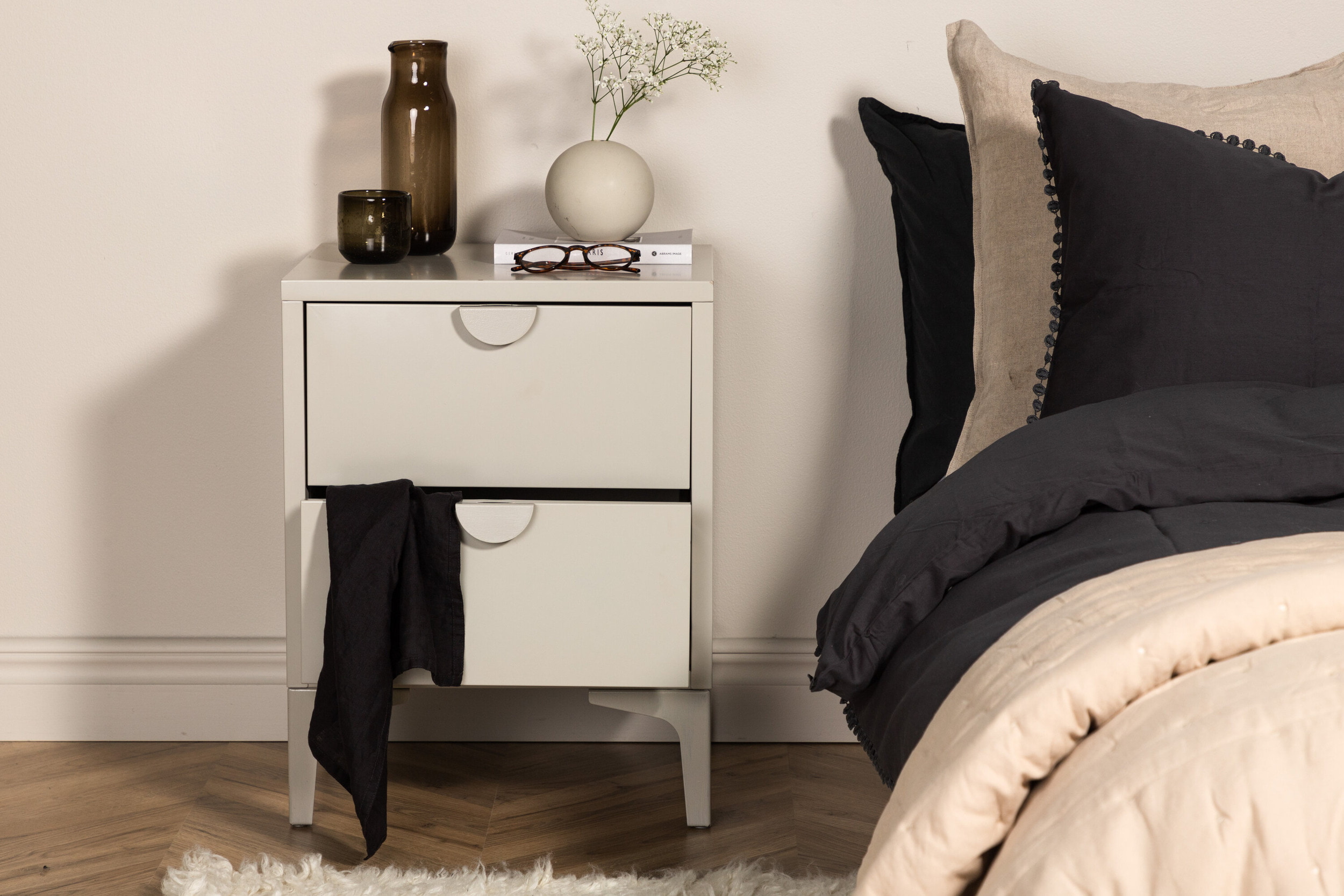 Nohr Nachtkastje 'Danyella' Met 2 laden, Metaal, kleur Beige