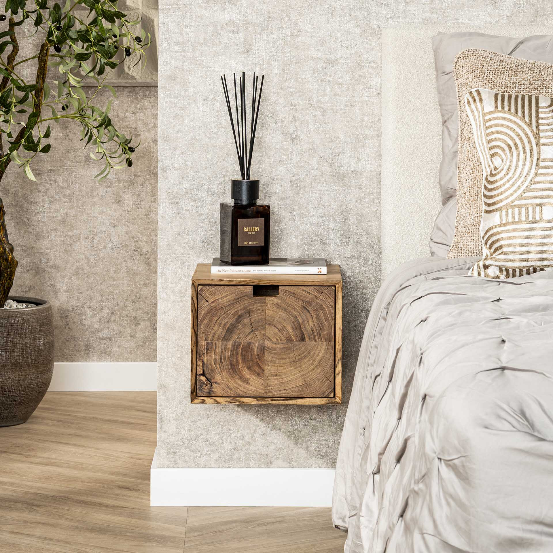 LifestyleFurn Nachtkastje Abigayle Acaciahout, met 1 lade - Massief acacia naturel