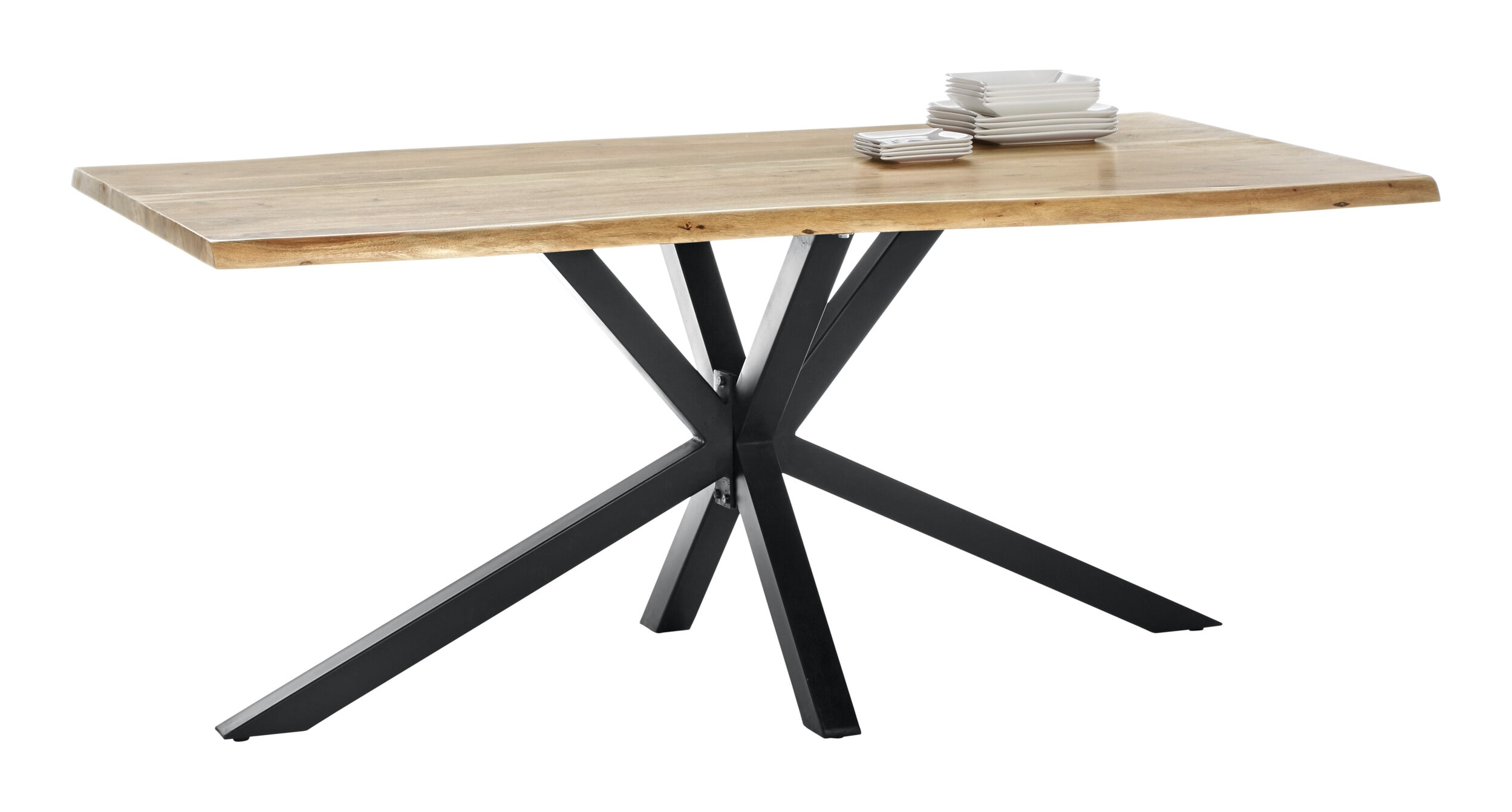Artistiq Boomstam Eettafel 'Raynaldo' Acaciahout, 160 x 85cm, kleur Zwart