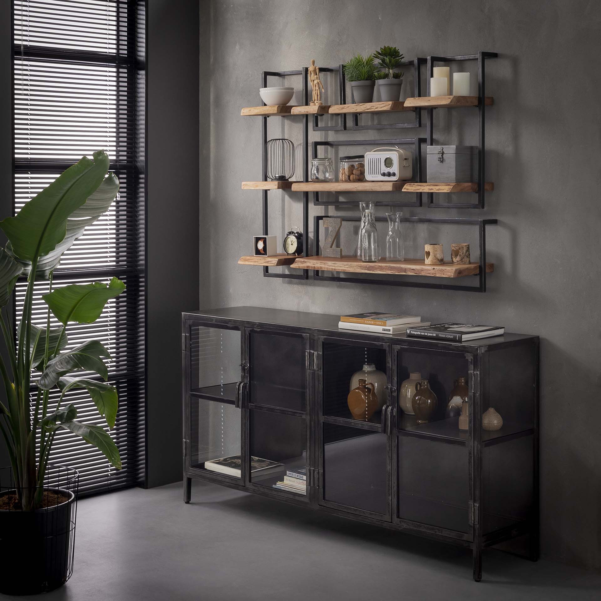 Industriële Wandplank 'Buster' triple 30cm