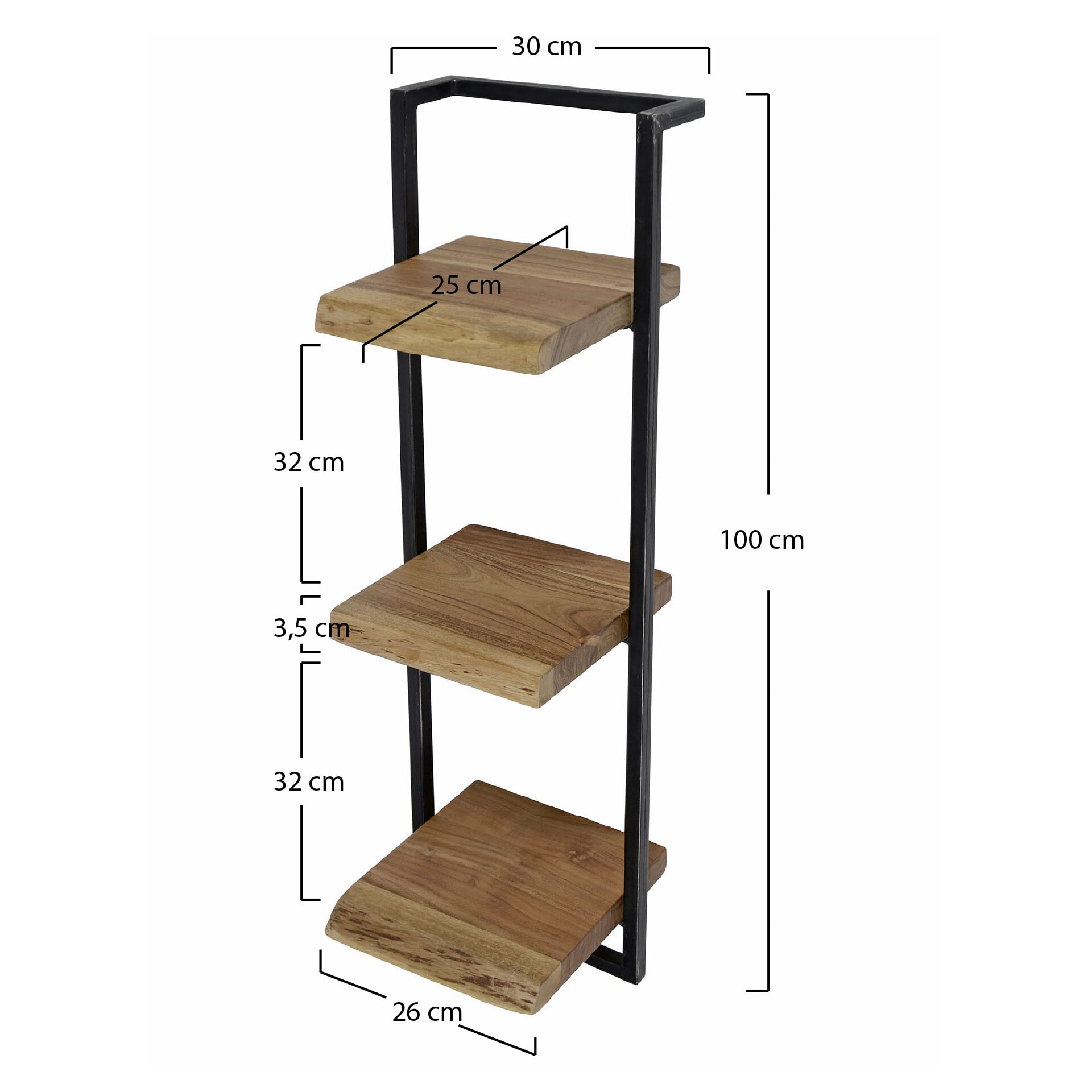 Industriële Wandplank 'Buster' triple 30cm