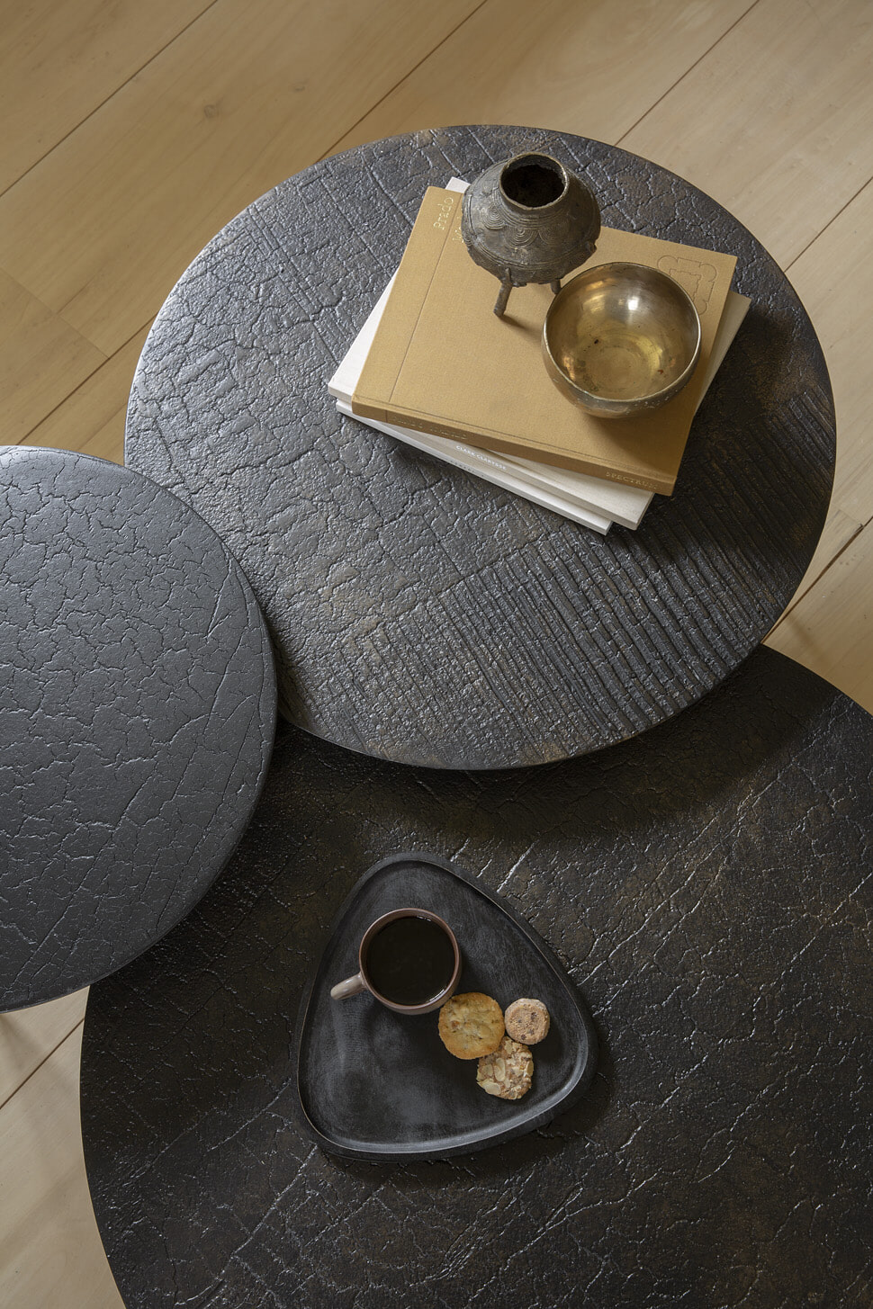 Ethnicraft Ronde Salontafel 'Luna' Minerals, 50cm, kleur Whisky
