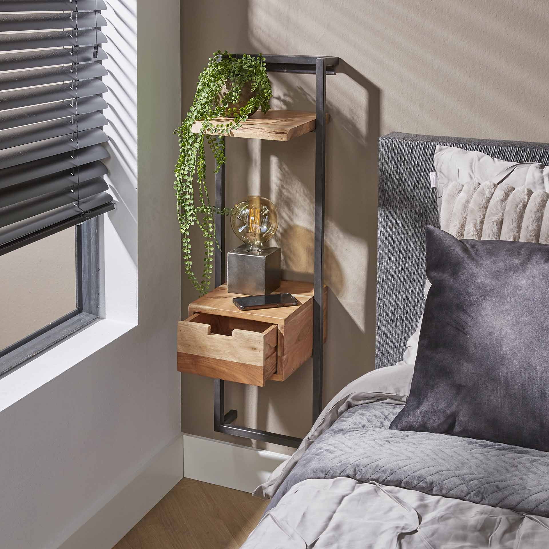 LifestyleFurn Wandrek/Nachtkastje 'Corie' Massief Acacia