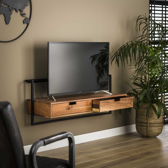 LifestyleFurn Hangend TV-meubel 'Air Solid' kleur Naturel, 120cm