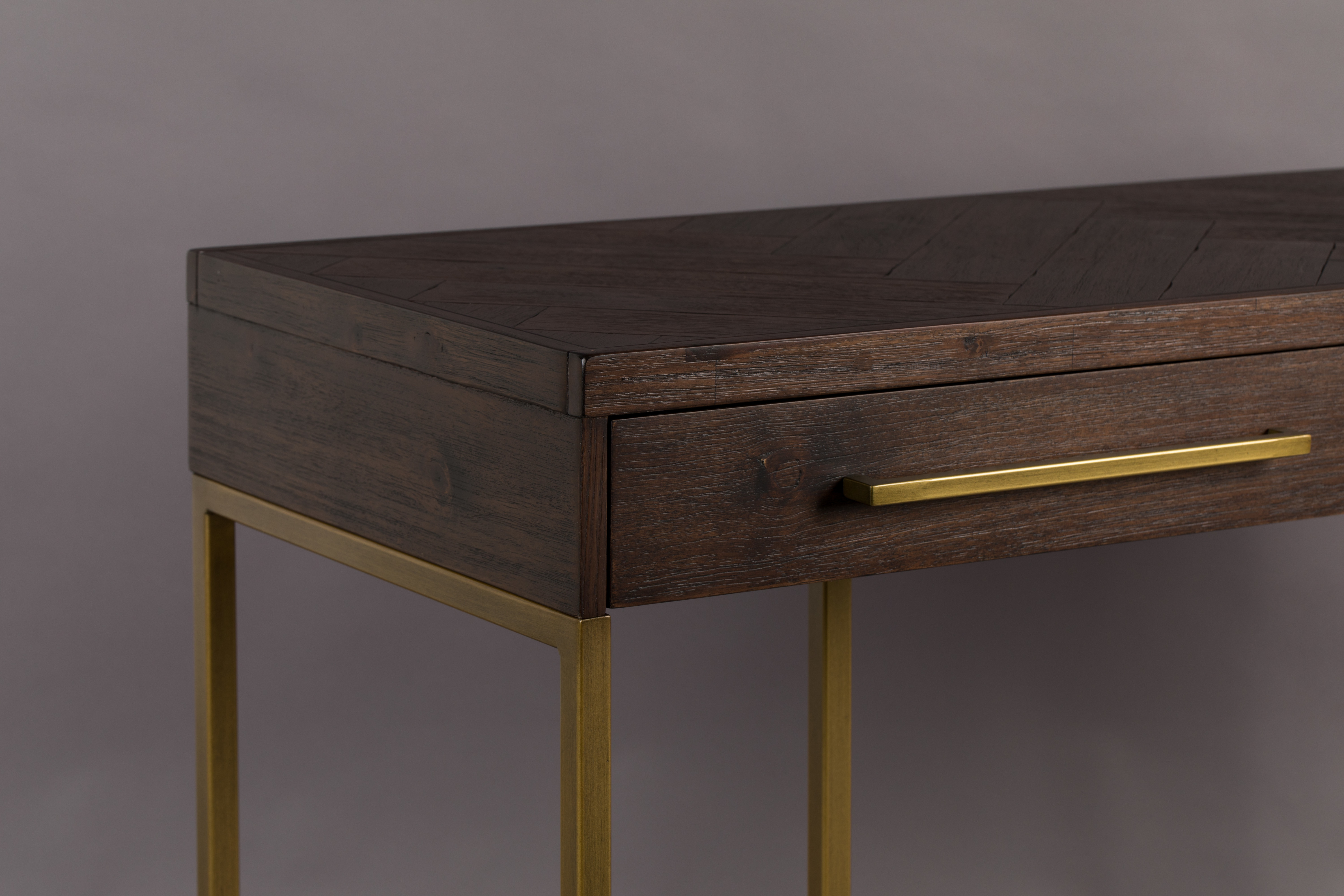 Dutchbone Sidetable 'Class' Antique Brass, 120cm, kleur Bruin