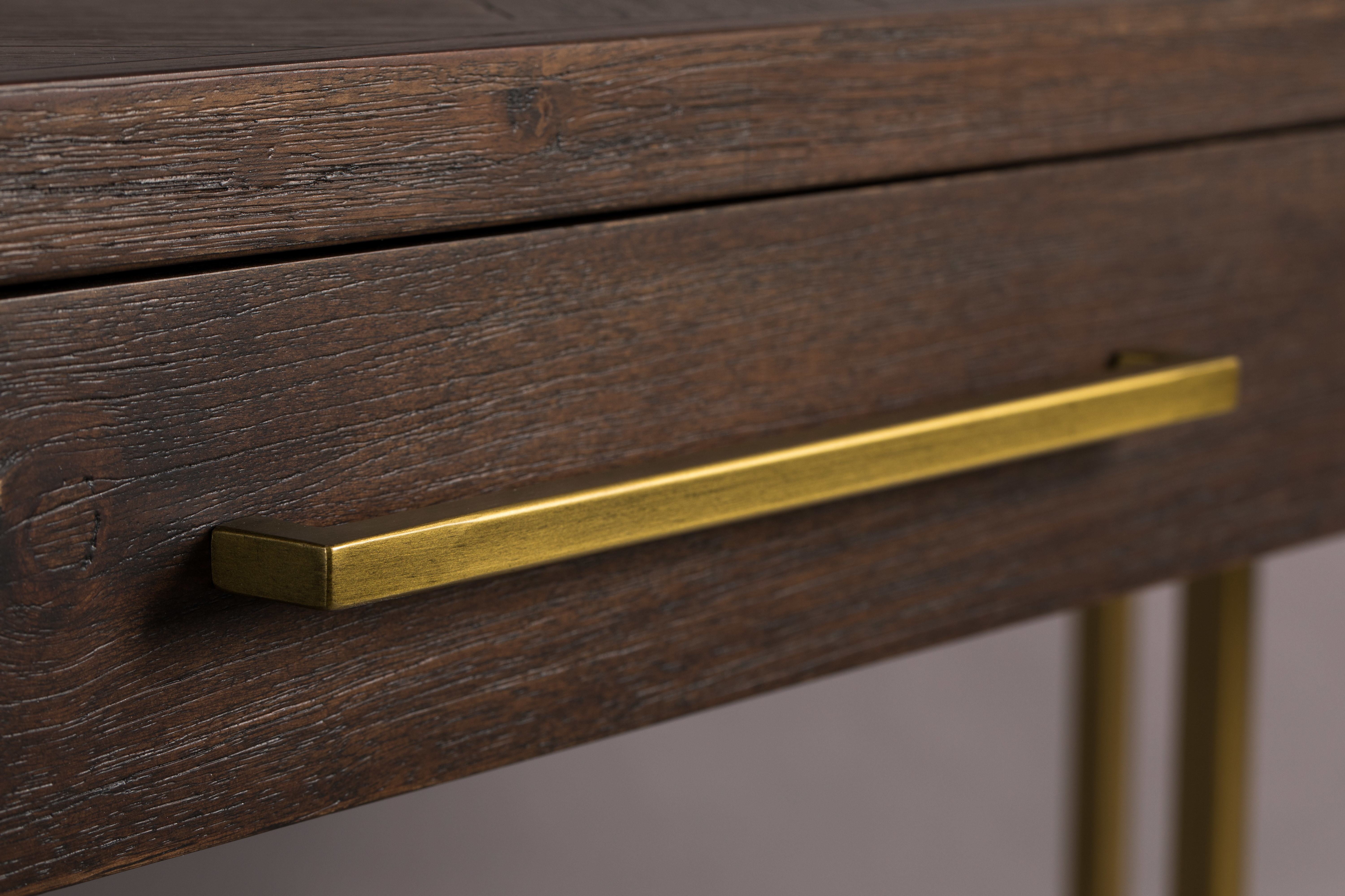 Dutchbone Sidetable 'Class' Antique Brass, 120cm, kleur Bruin